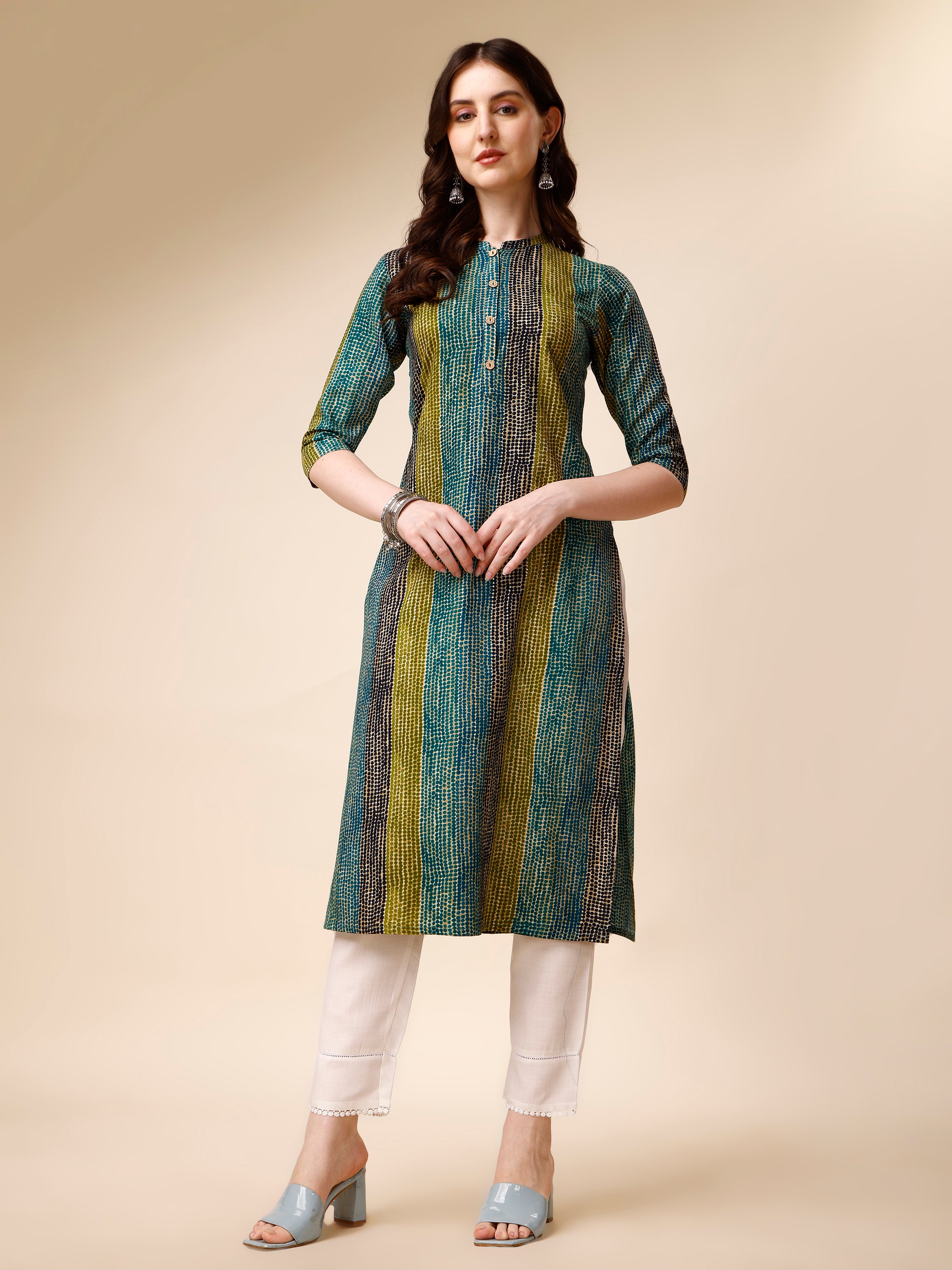 Shibori Printed Front Buttoned Casual Wear Kurta