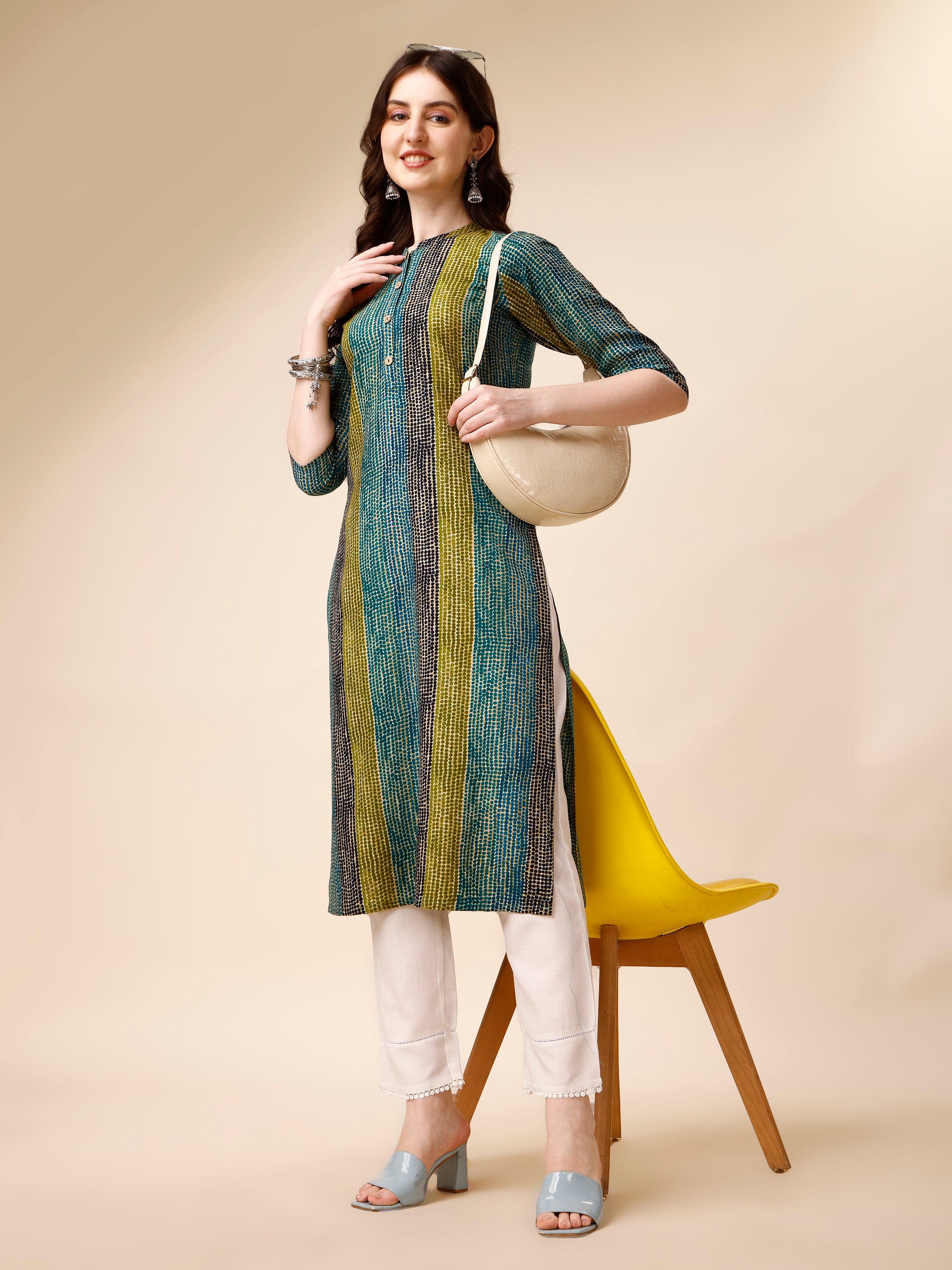 Shibori Printed Front Buttoned Casual Wear Kurta