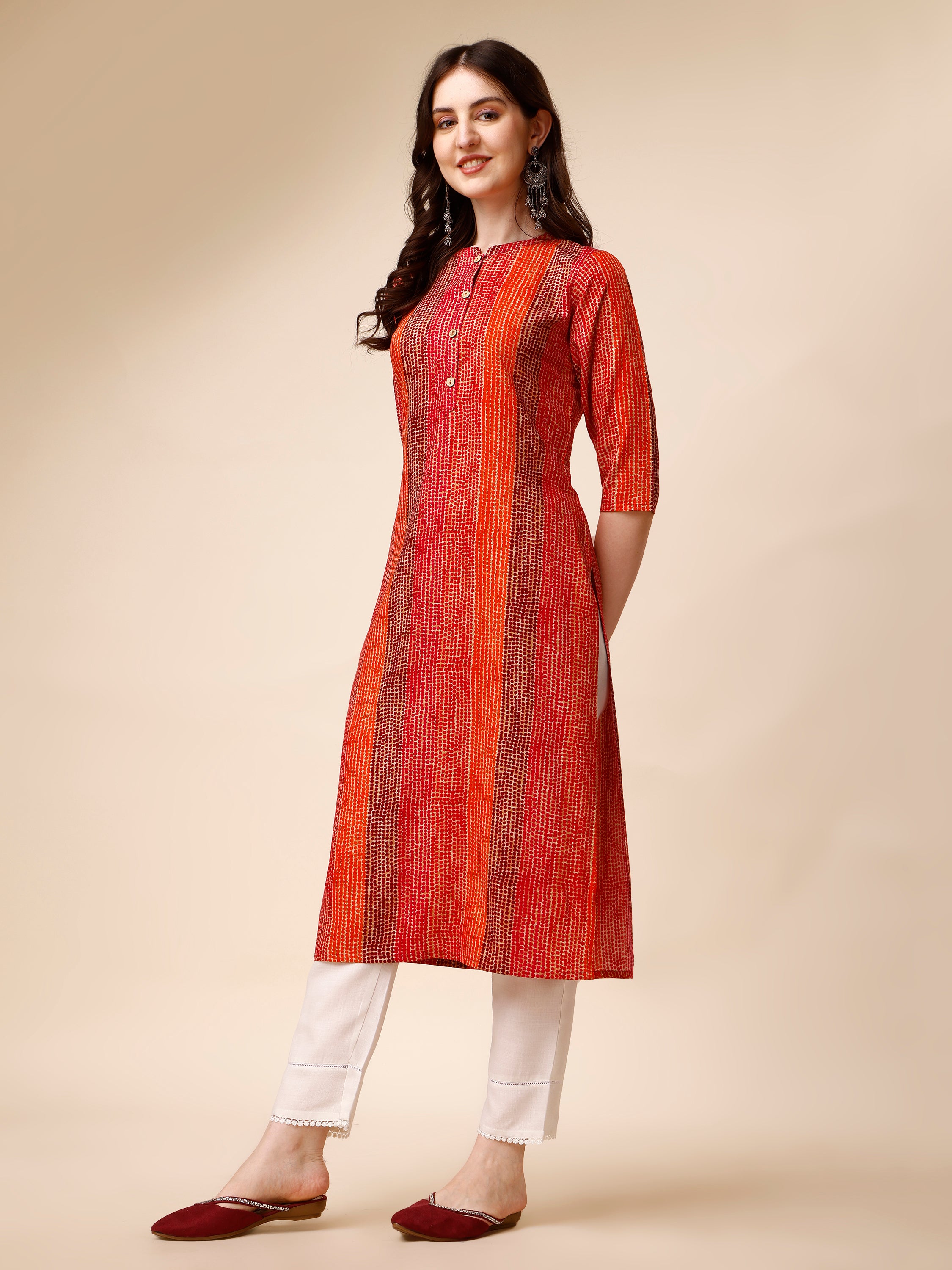 Shibori Printed Front Buttoned Casual Wear Kurta