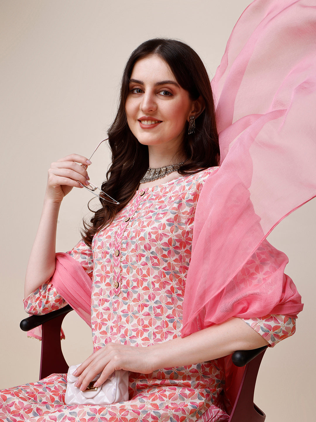 Printed Kurta with Pant and  Dupatta Set