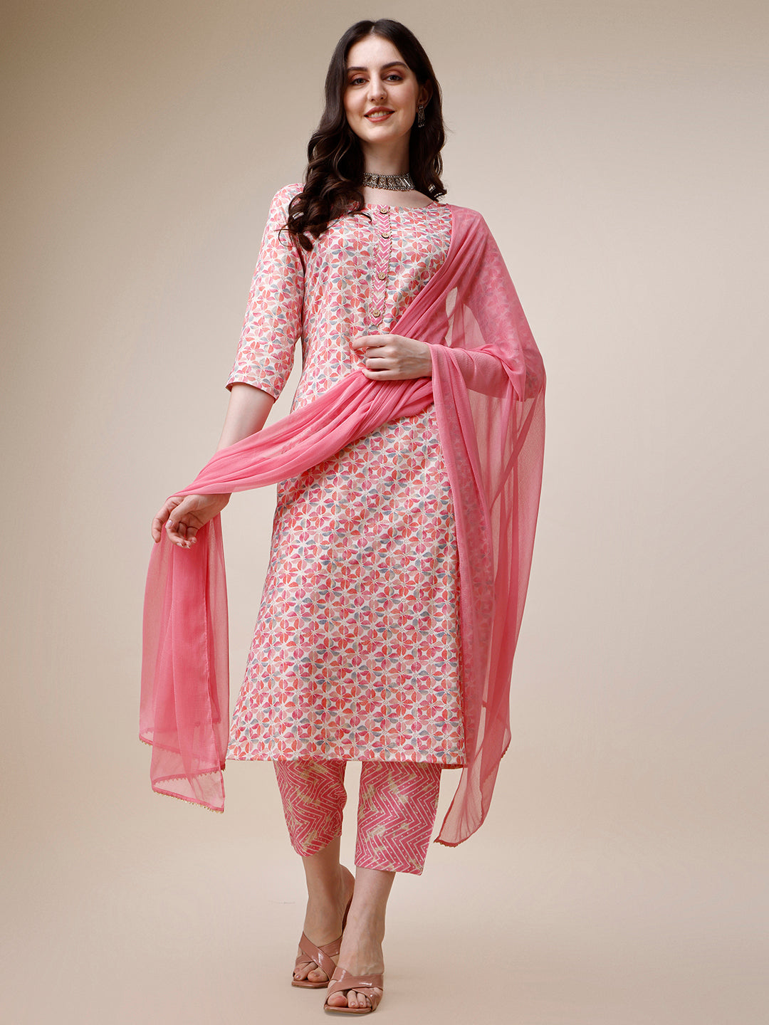 Printed Kurta with Pant and  Dupatta Set