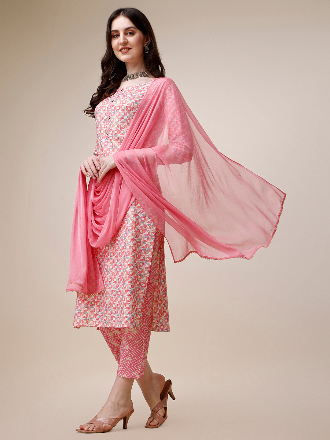 Printed Kurta with Pant and  Dupatta Set