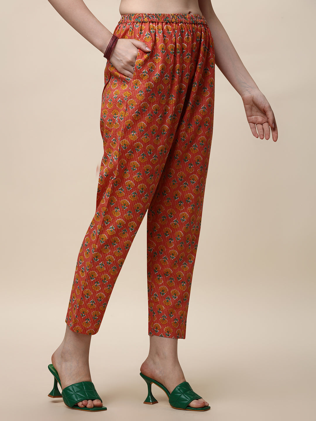 Cotton Printed kurta with Pant and Dupatta Set