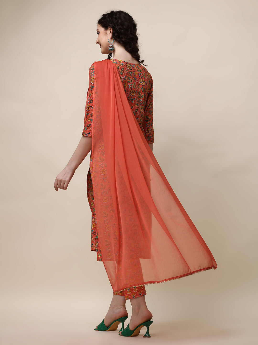 Cotton Printed kurta with Pant and Dupatta Set