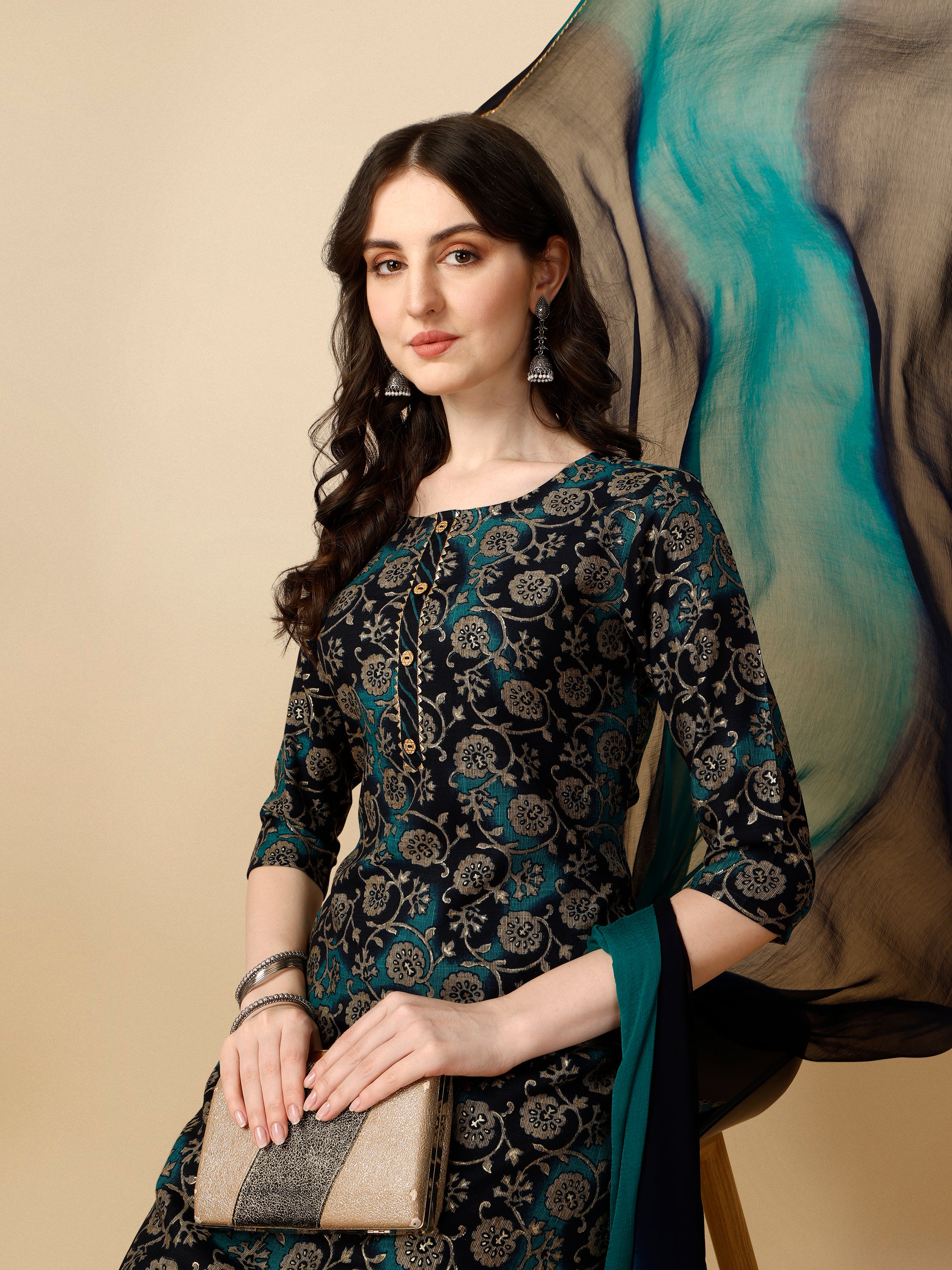 Printed Kurta with Pant & Dupatta Set