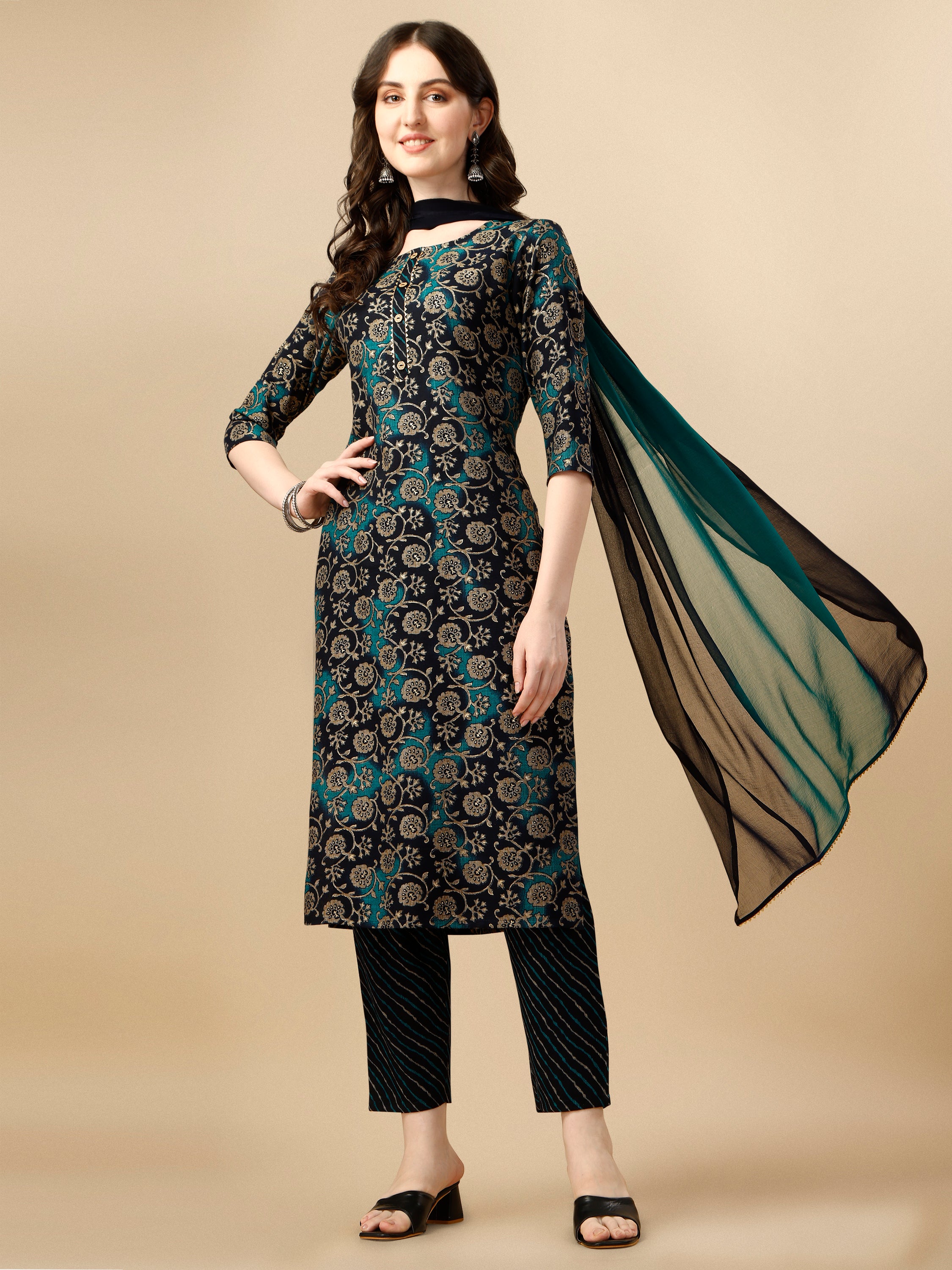 Printed Kurta with Pant & Dupatta Set