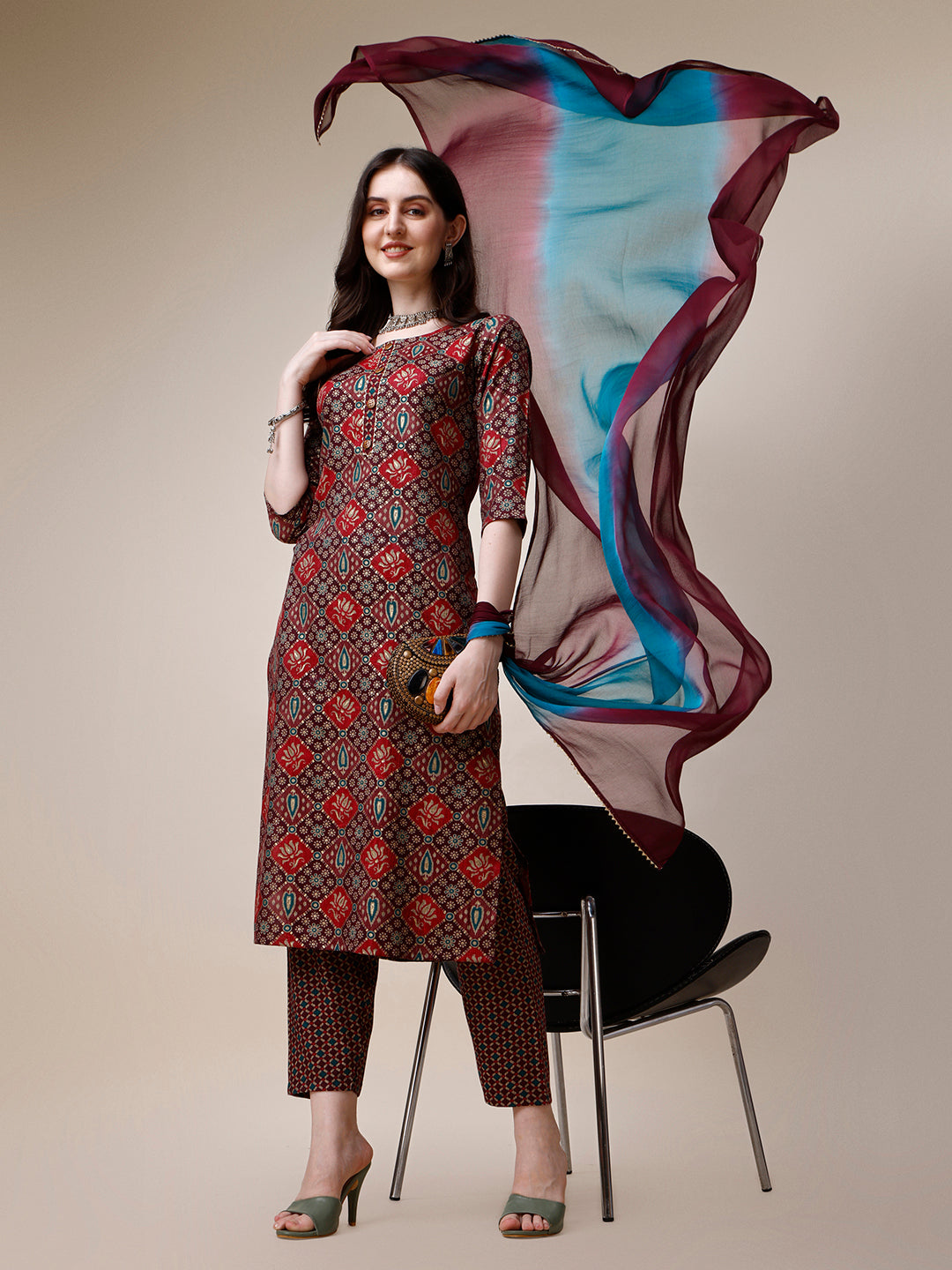 Printed Kurta with Pant & Dupatta Set