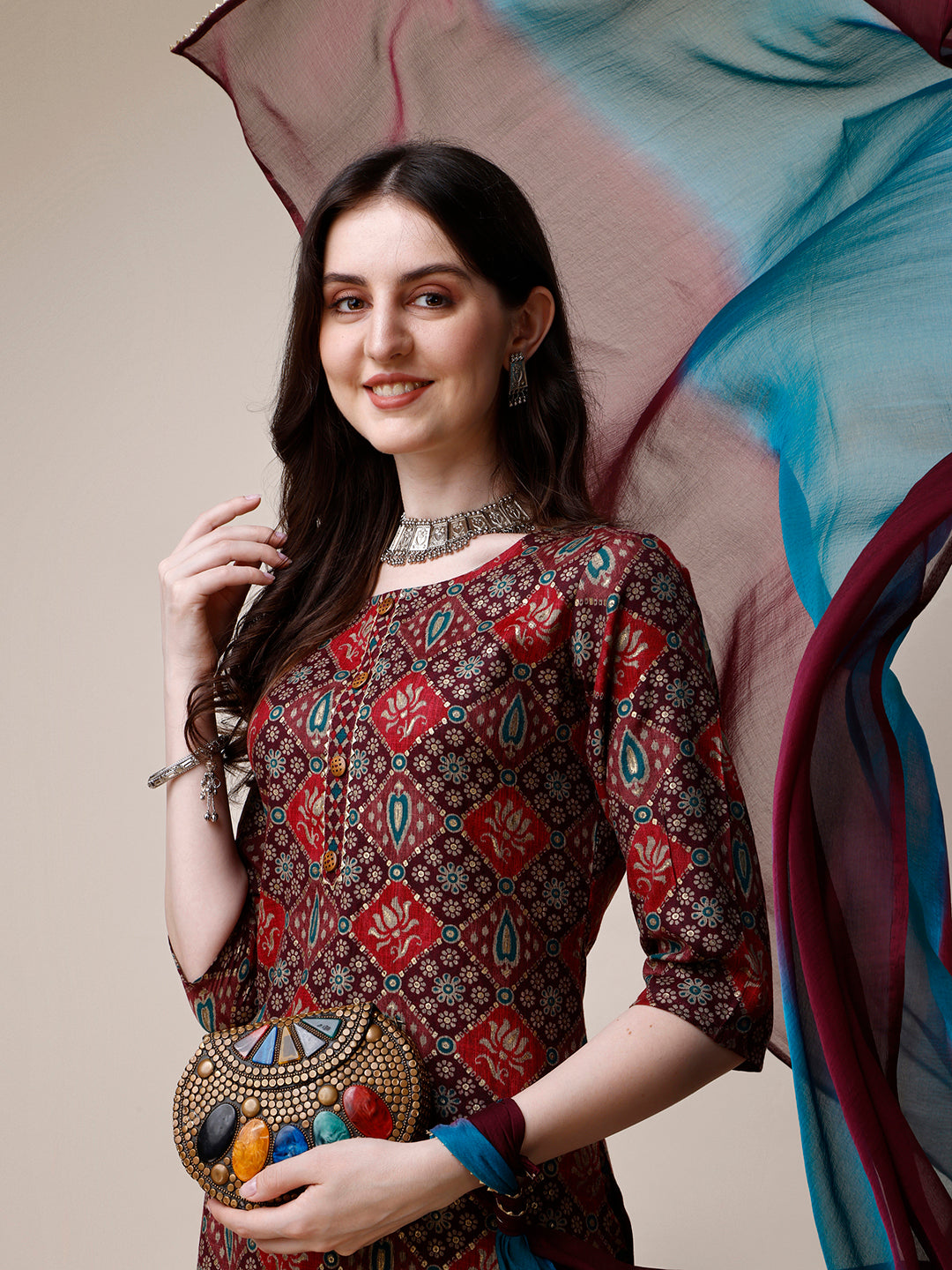 Printed Kurta with Pant & Dupatta Set