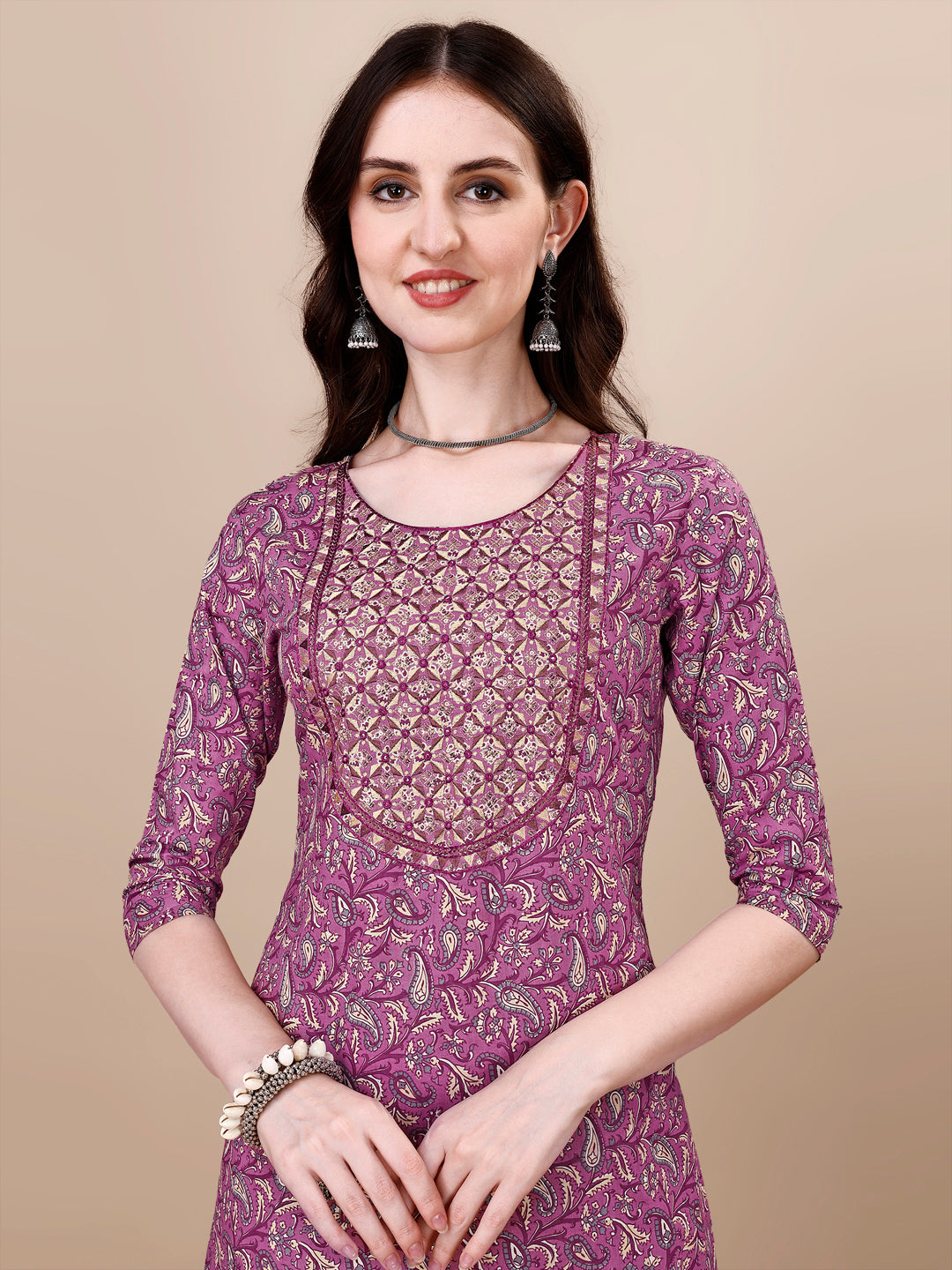 Printed & Embroidered Kurta With Pant & Dupatta Set