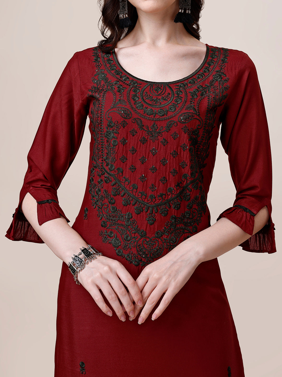 Embroidered Kurta with pant and dupatta set