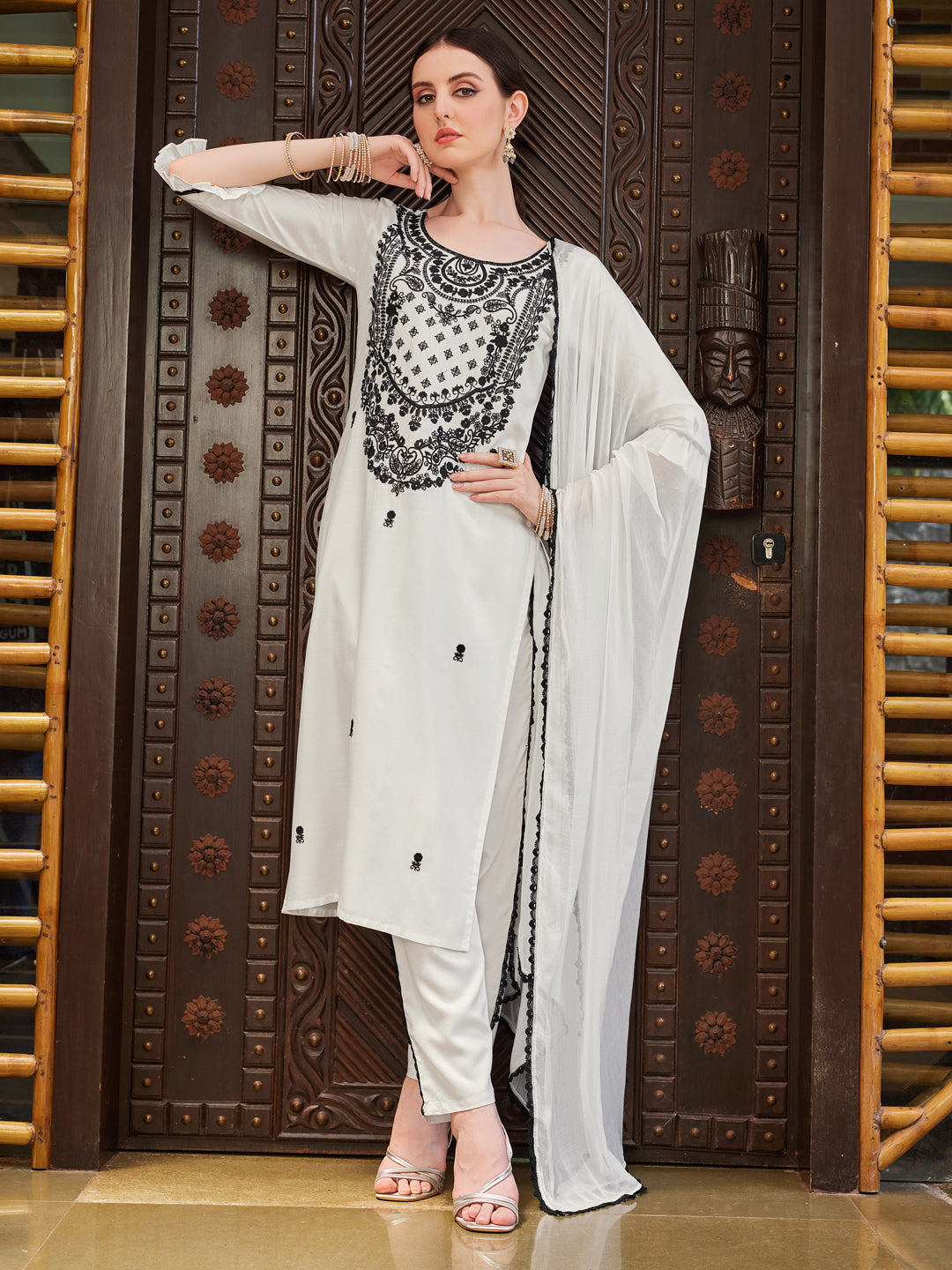 Embroidered Kurta with Pant and Dupatta set