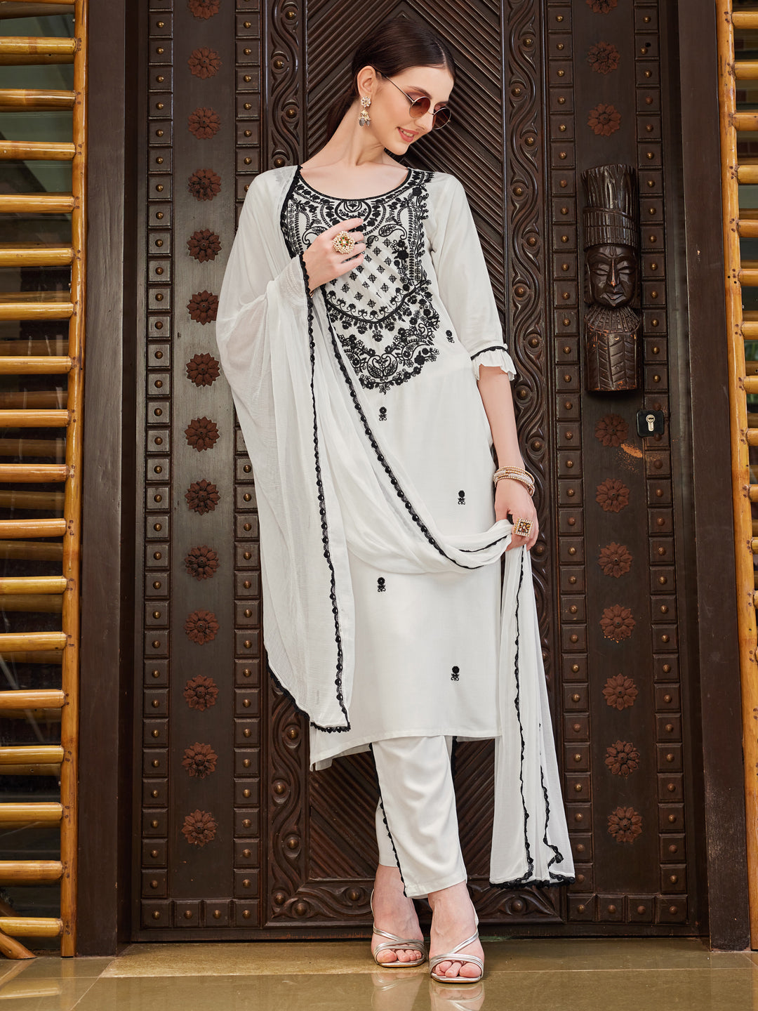 Embroidered Kurta with Pant and Dupatta set