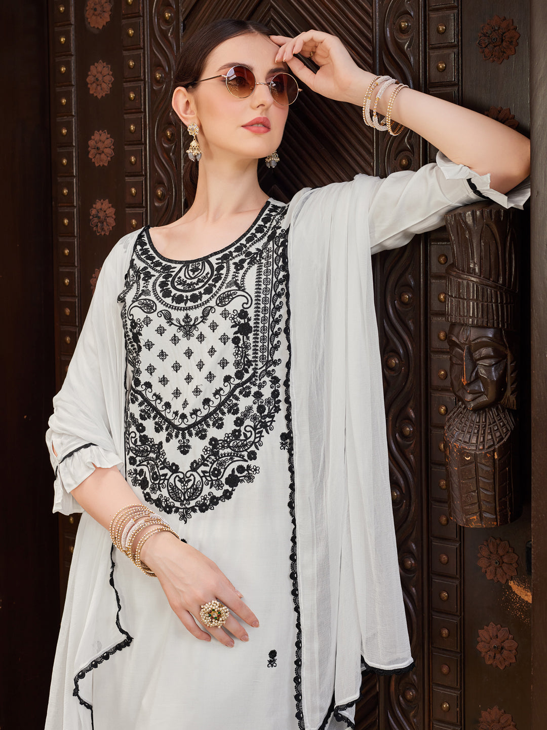 Embroidered Kurta with Pant and Dupatta set