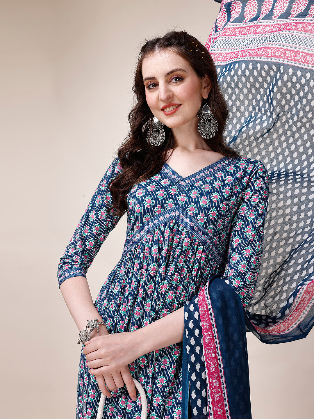 Alia cut Printed Kurta with Pant and Dupatta set