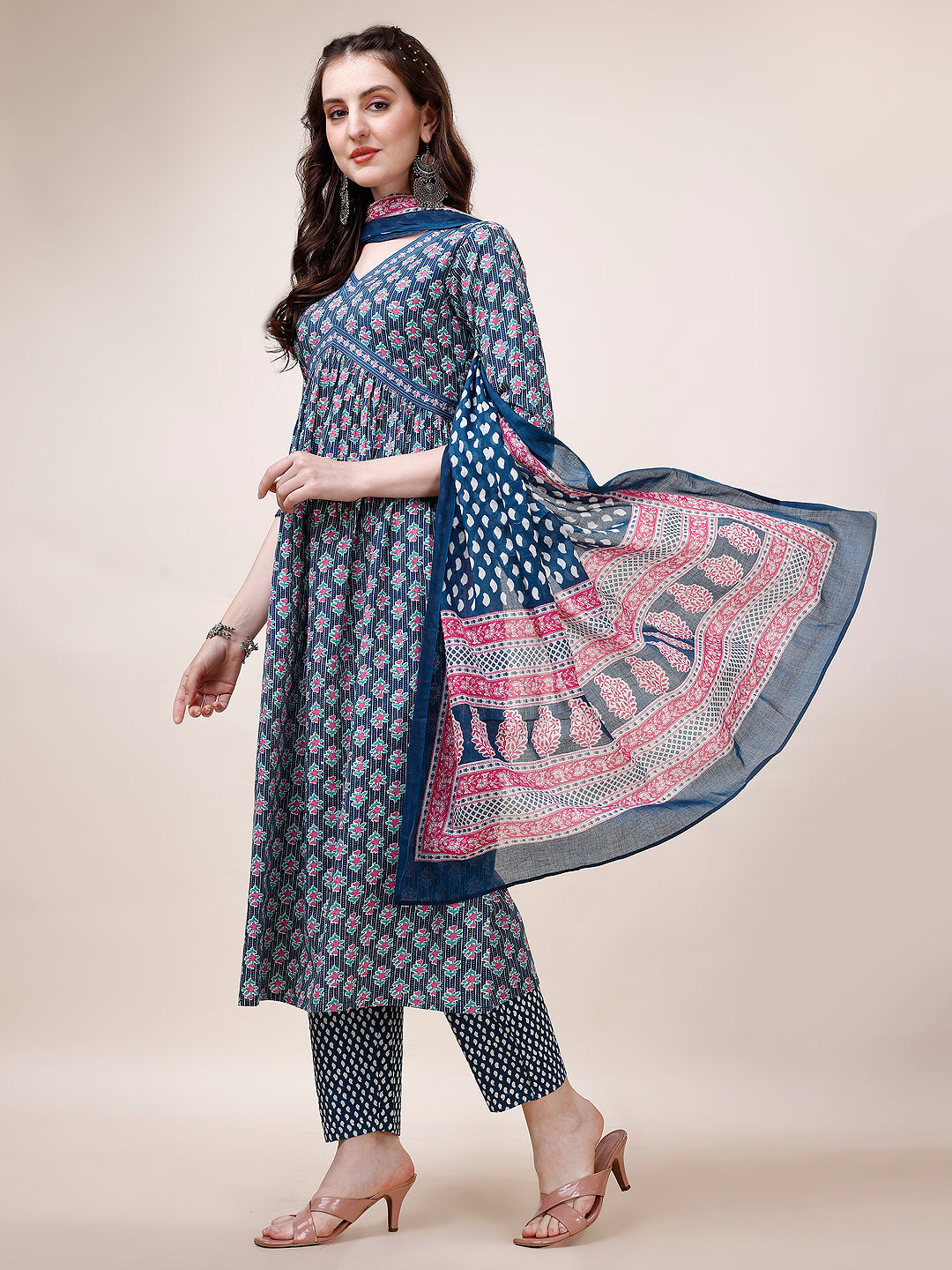 Alia cut Printed Kurta with Pant and Dupatta set