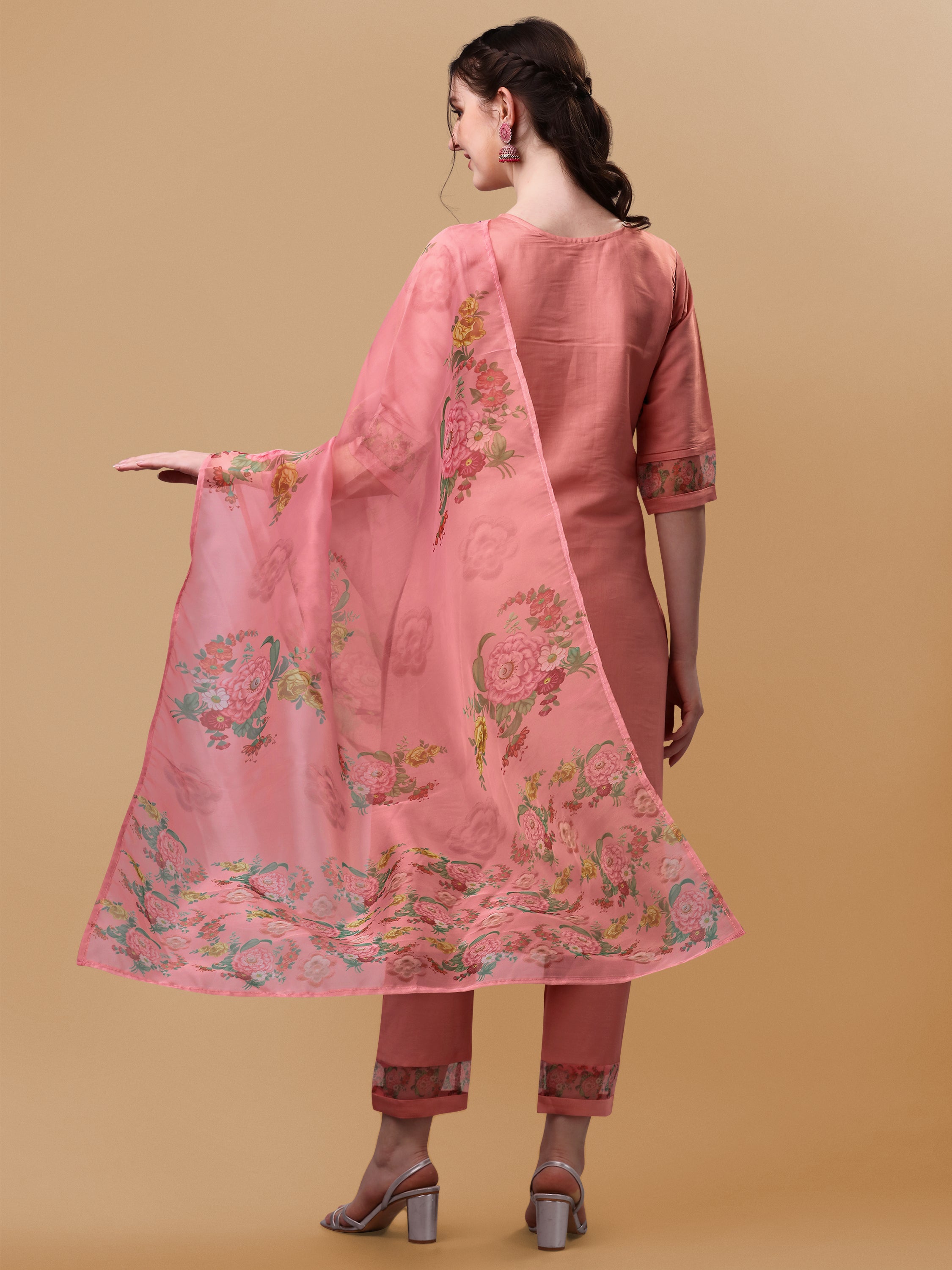 Embroidered Kurta with Pant & Dupatta Set