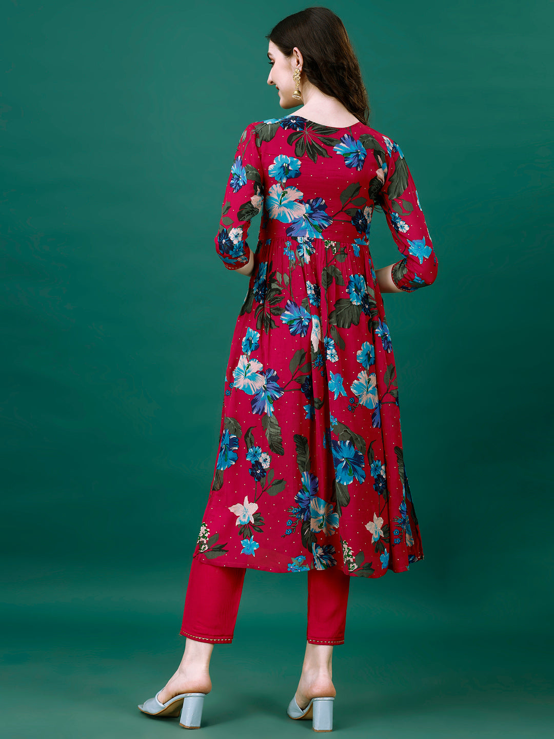 Alia Cut Hand Embroidered & Printed Pure Chinon kurta with pant & dupatta