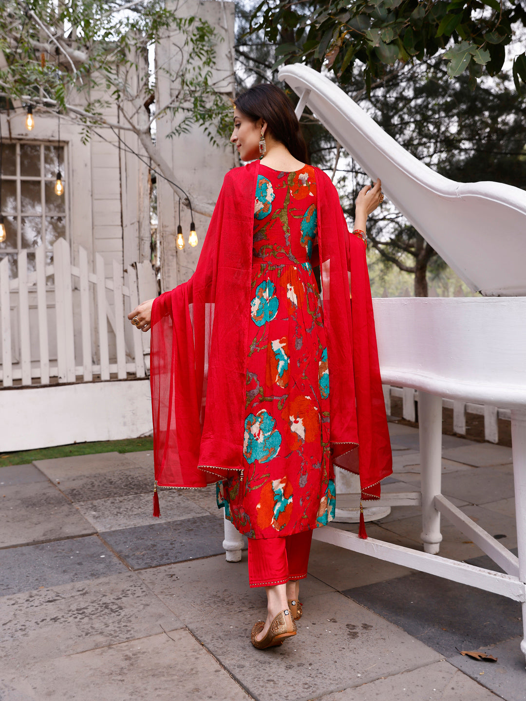 Alia Cut Hand Embroidered & Floral Printed Kurta with Pant & dupatta Premium