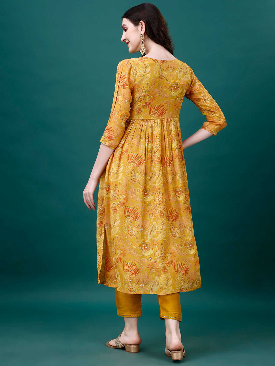 Alia Cut Hand Embroidered & Printed Pure Chinon kurta with pant & dupatta