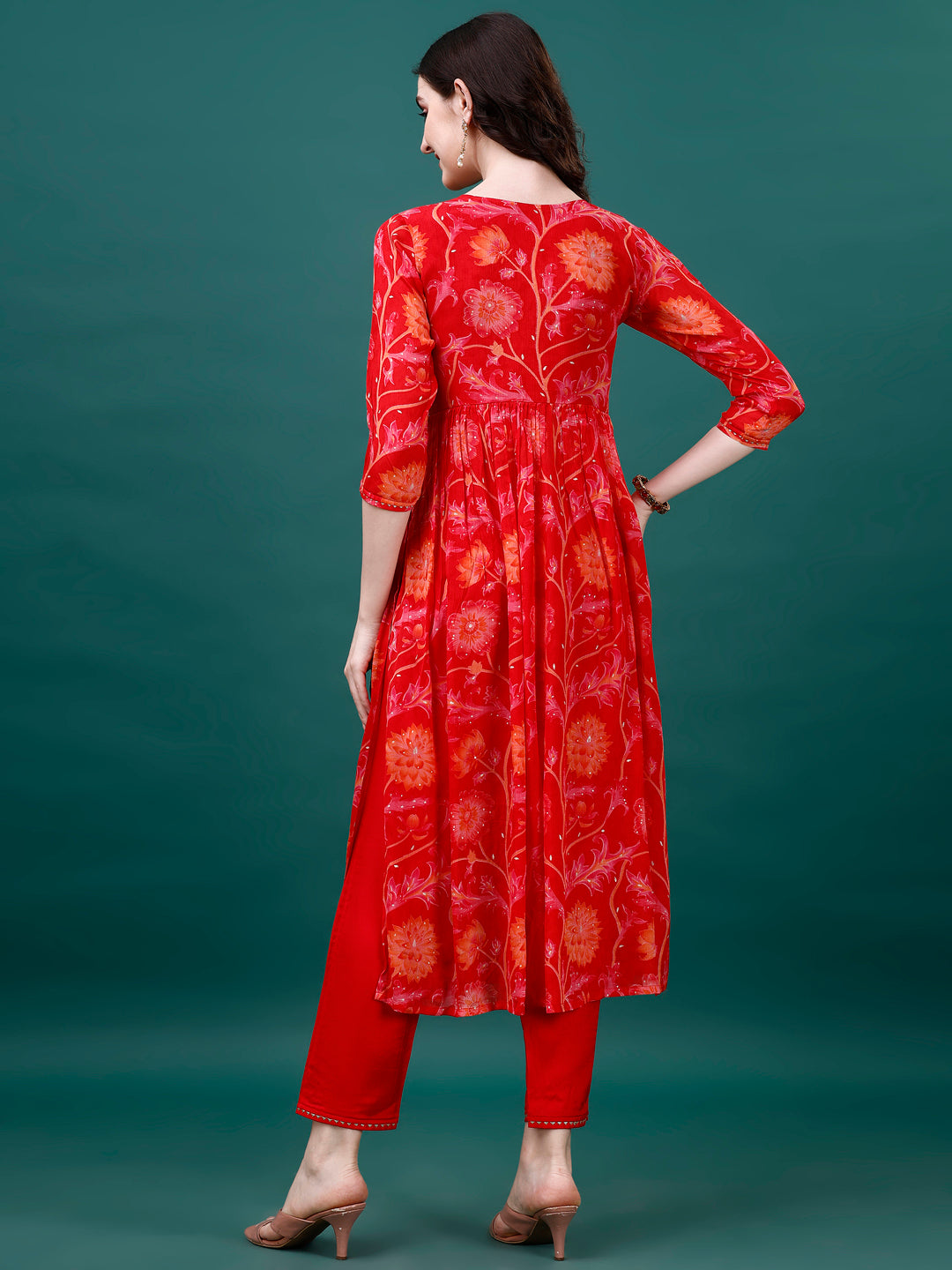 Alia Cut Hand Embroidered & Printed Pure Chinon kurta with pant & dupatta