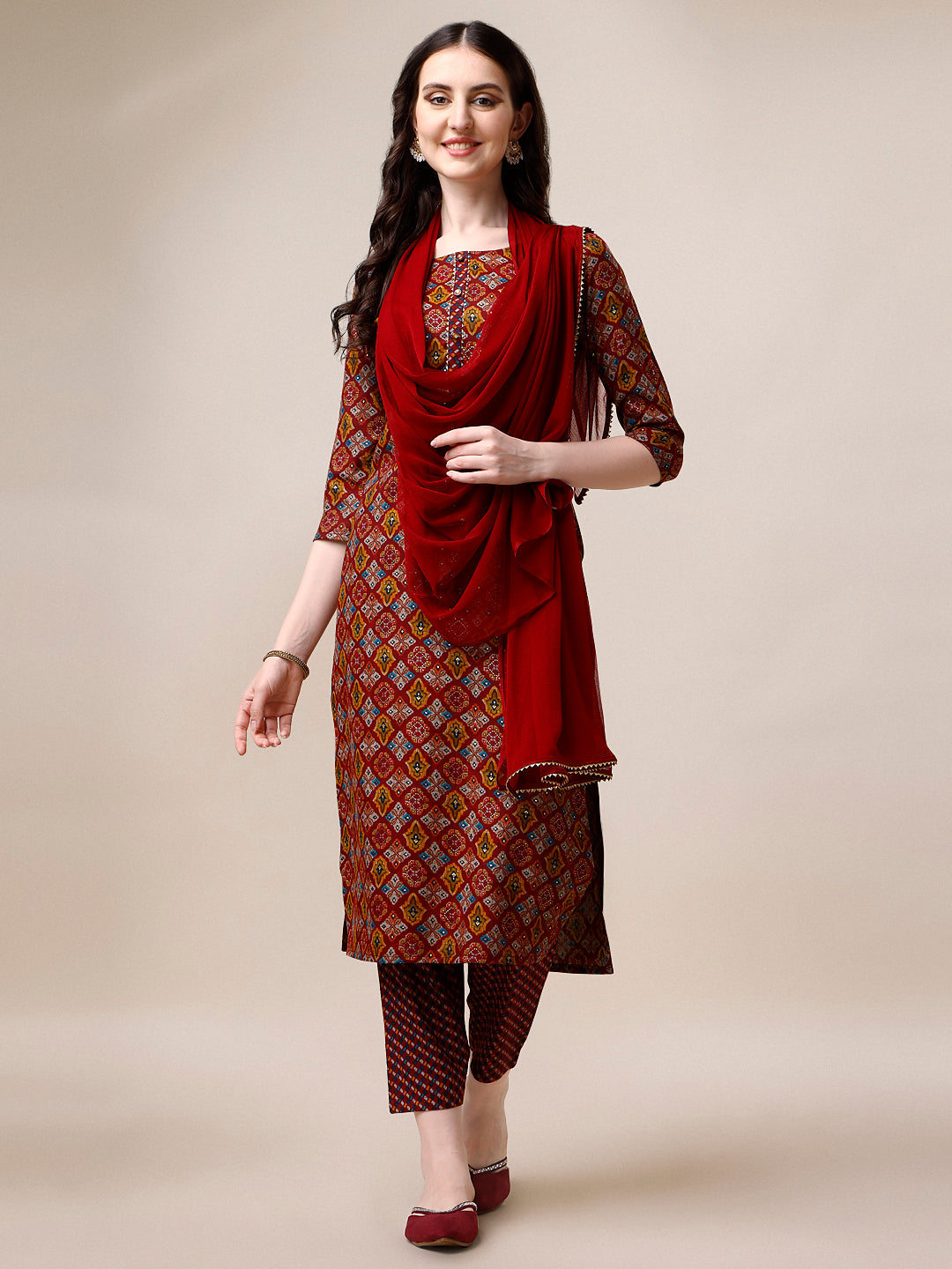 Printed Kurta with Pant & Dupatta Set