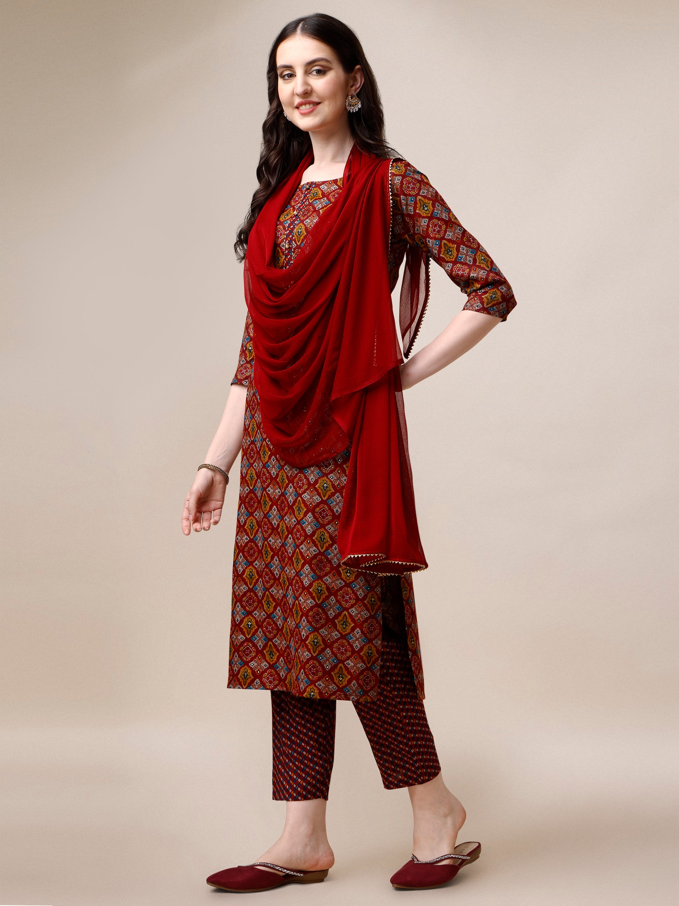 Printed Kurta with Pant & Dupatta Set