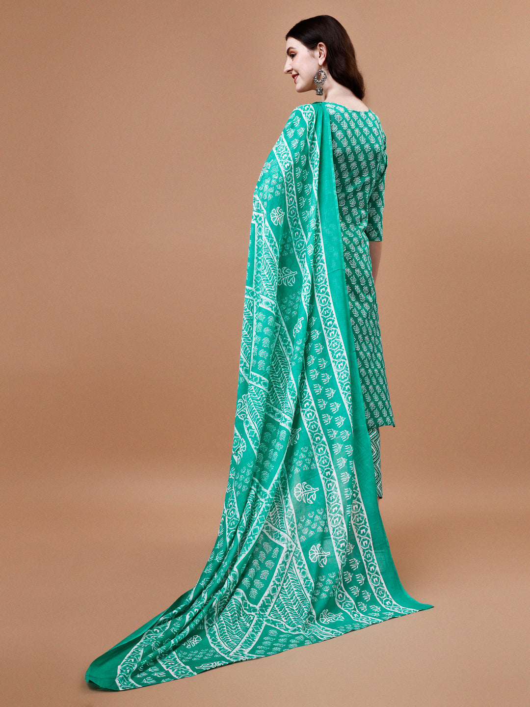 Embroidered & Floral Printed kurta with pant & dupatta