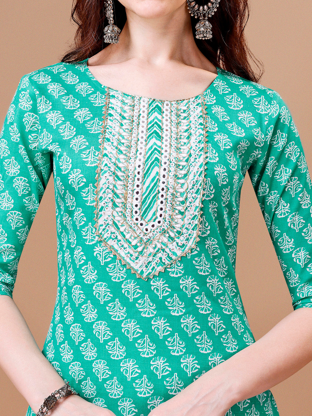 Embroidered & Floral Printed kurta with pant & dupatta