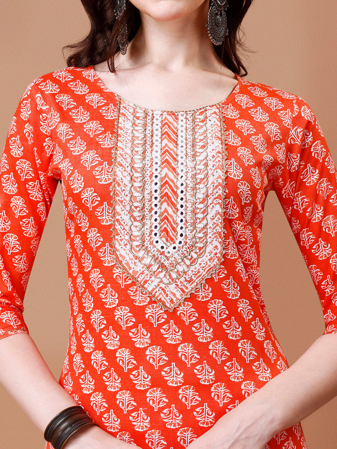 Embroidered & Floral Printed kurta with pant & dupatta