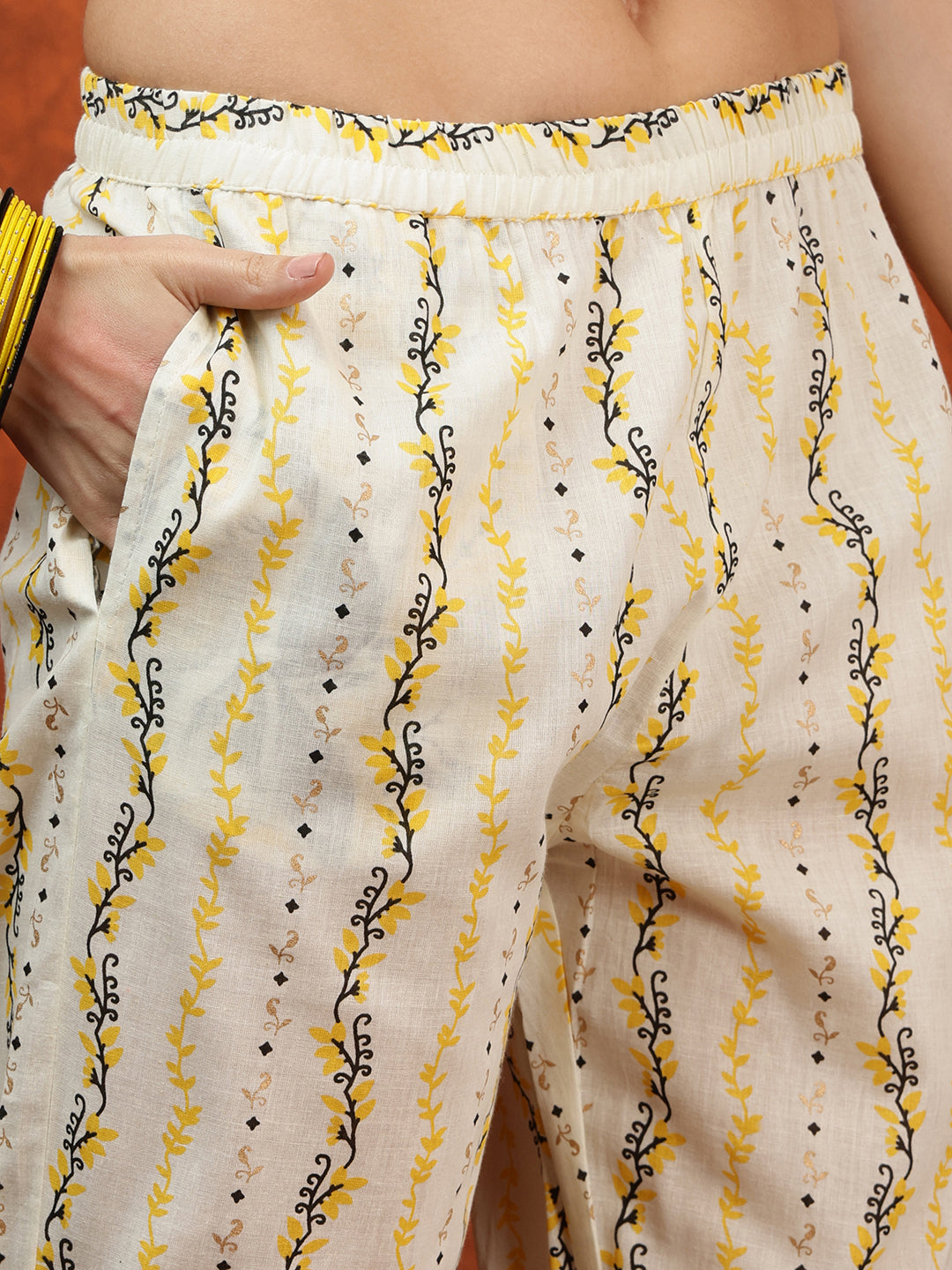 Lace Detailing & Printed Kurta with Pant & Dupatta