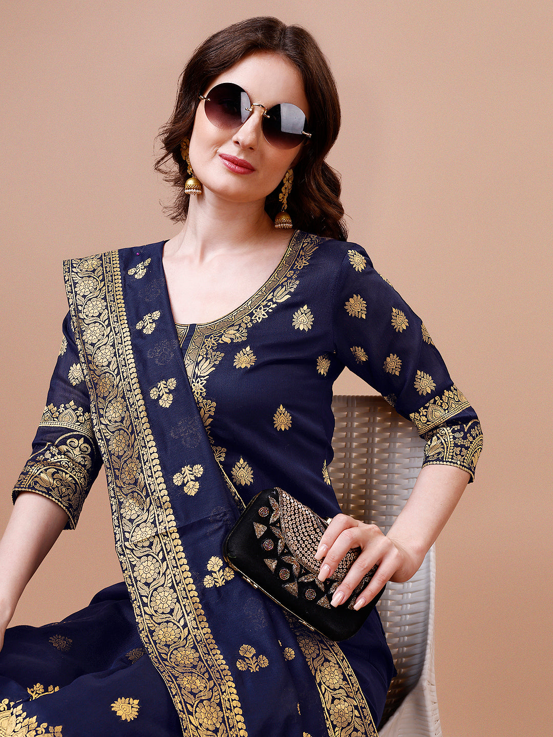 Pure Banarasi Chanderi Jacquard Kurta with pant & dupatta set