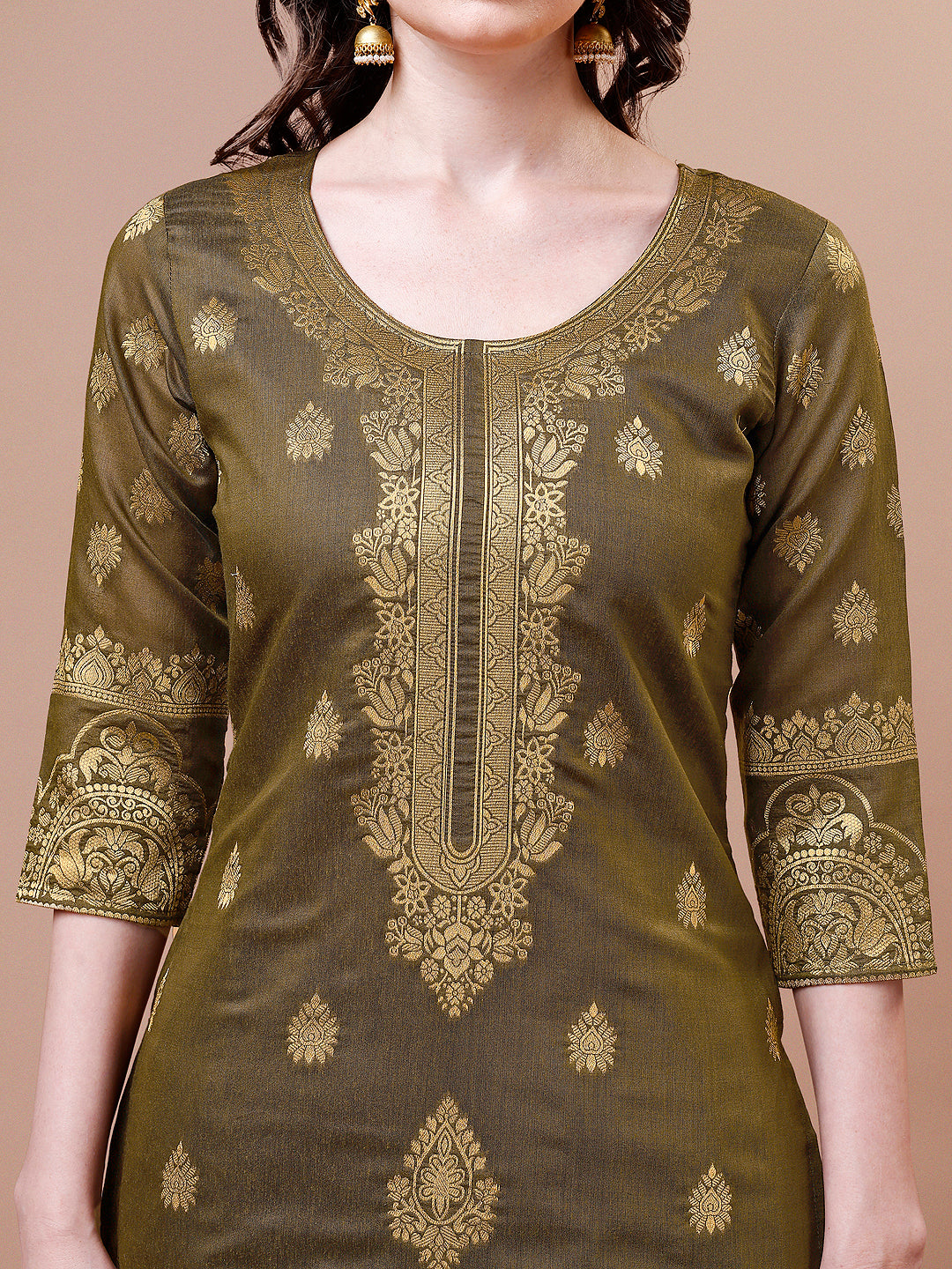 Pure Banarasi Chanderi Jacquard Kurta with pant & dupatta set