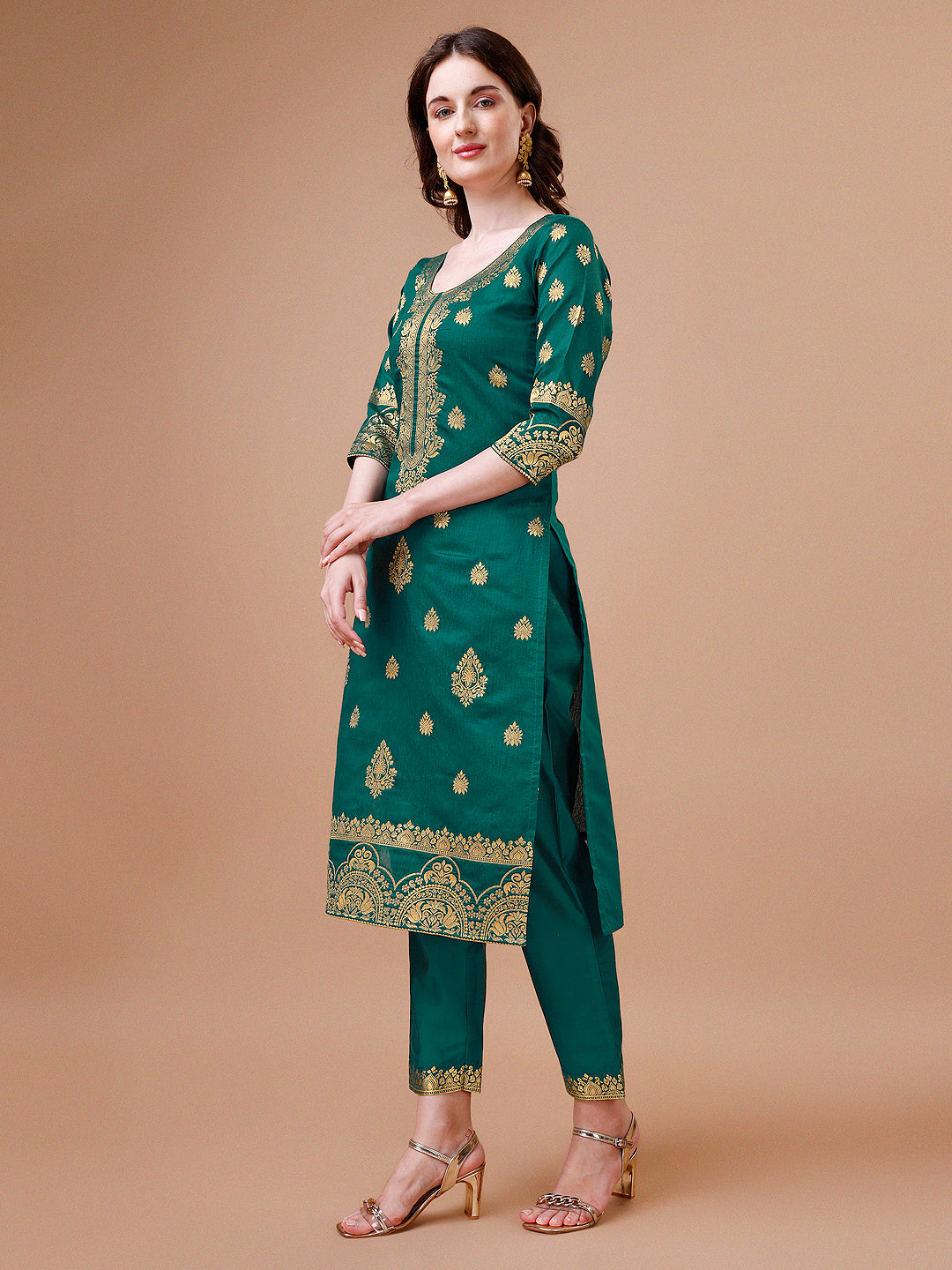 Pure Banarasi Chanderi Jacquard Kurta with pant & dupatta set