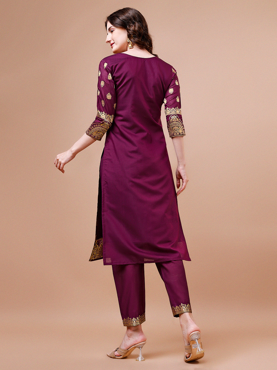 Pure Banarasi Chanderi Jacquard Kurta with pant & dupatta set