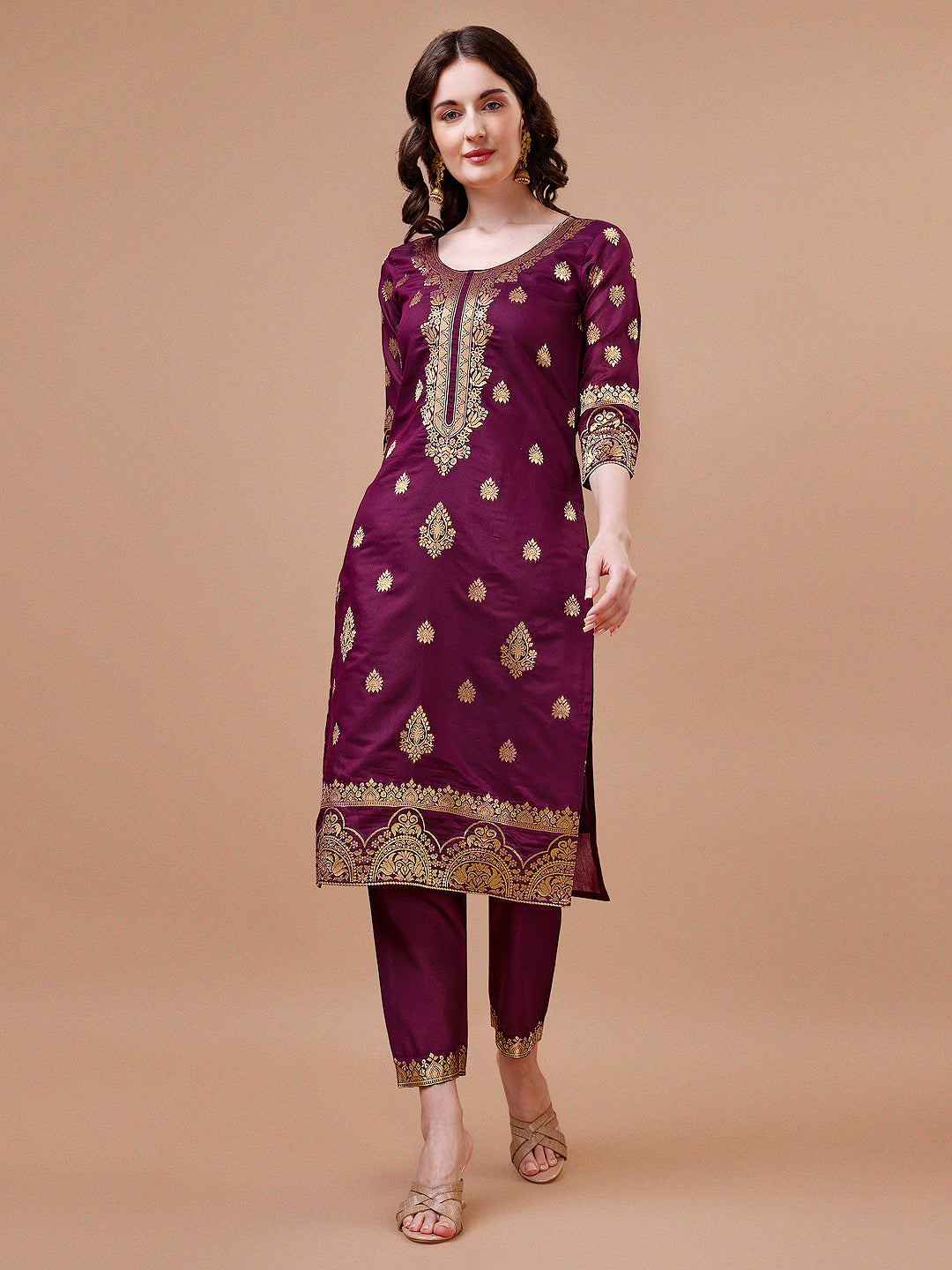 Pure Banarasi Chanderi Jacquard Kurta with pant & dupatta set