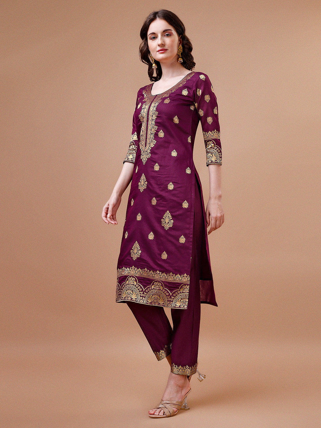 Pure Banarasi Chanderi Jacquard Kurta with pant & dupatta set