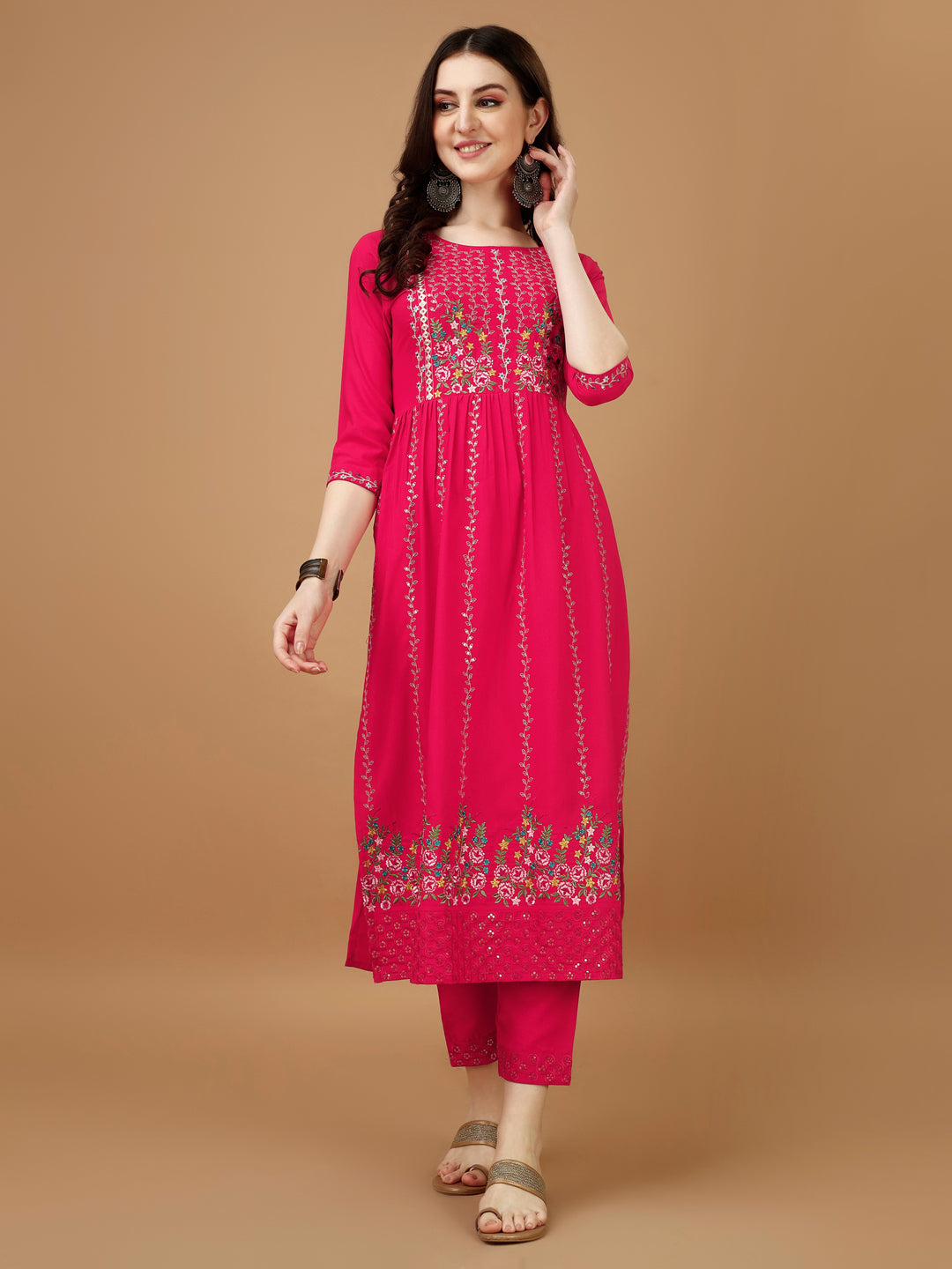 Nyra Cut Embroidered Kurta with pant & Organza Embroidered Dupatta Luxury