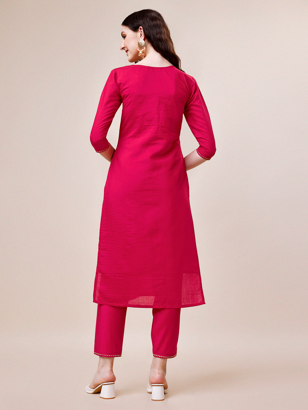 Hand Embroidered Kurta with pant & dupatta