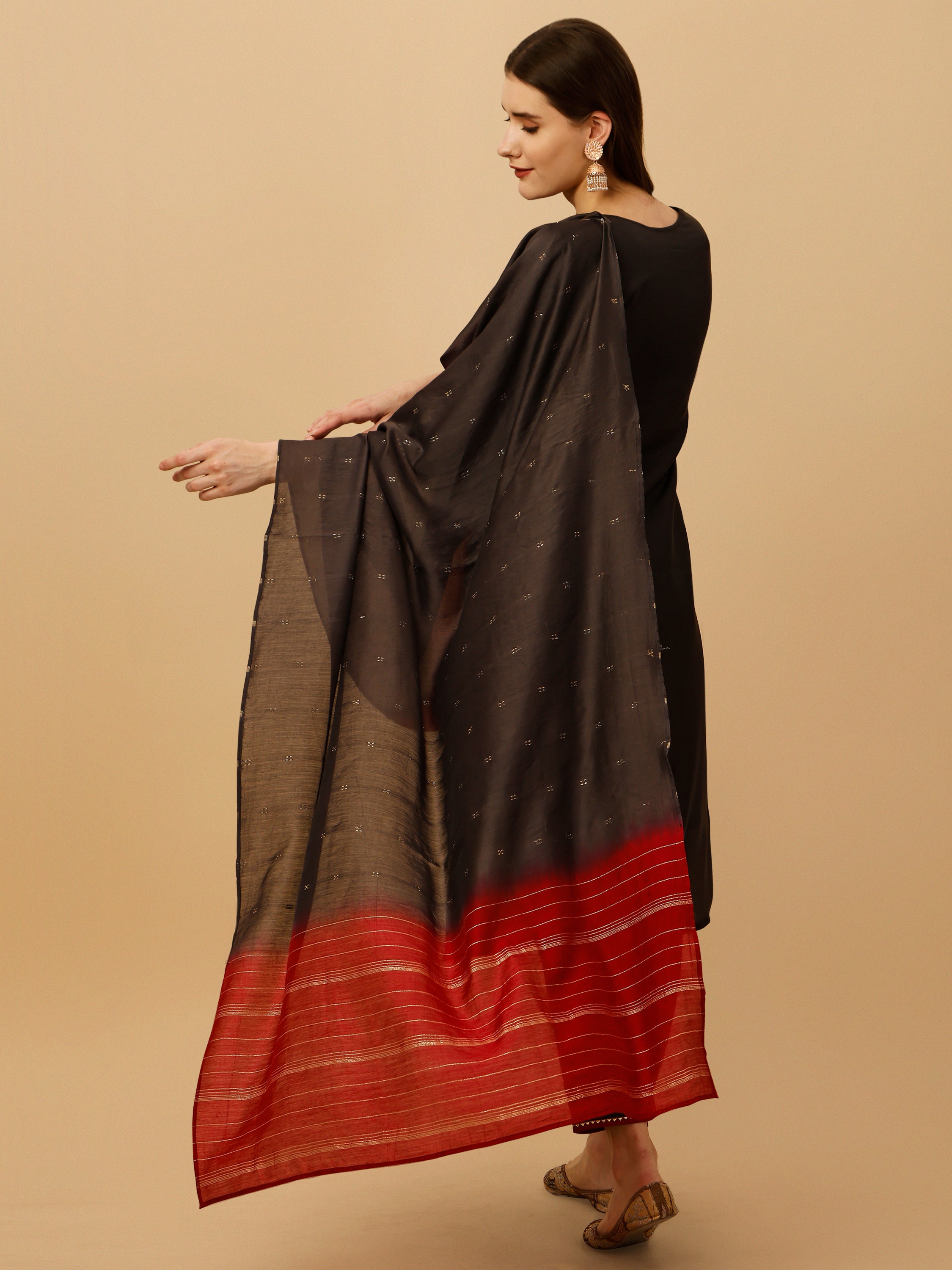 Hand Embroidered Kurta with Pant and Dupatta Set