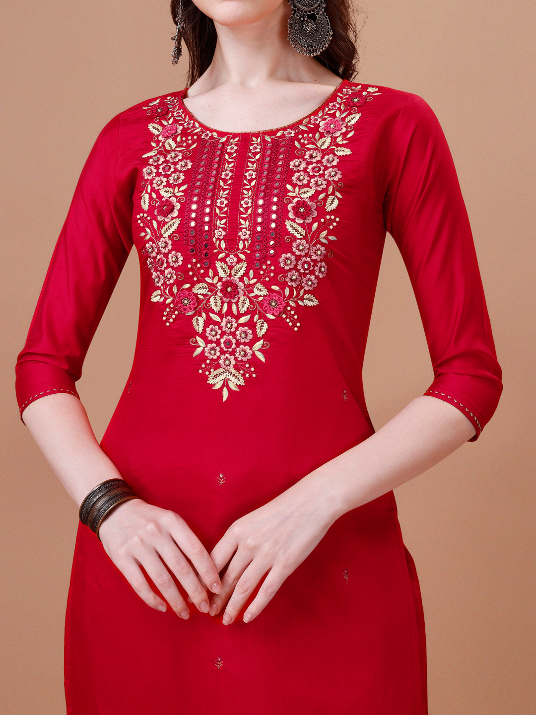 Hand embroidered Kurta with pant & dupatta