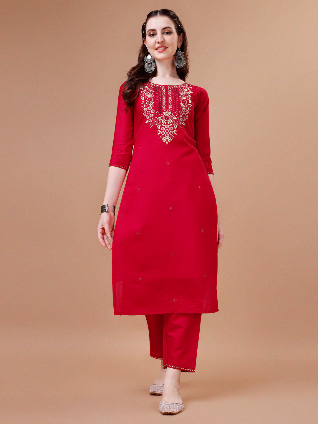 Hand embroidered Kurta with pant & dupatta