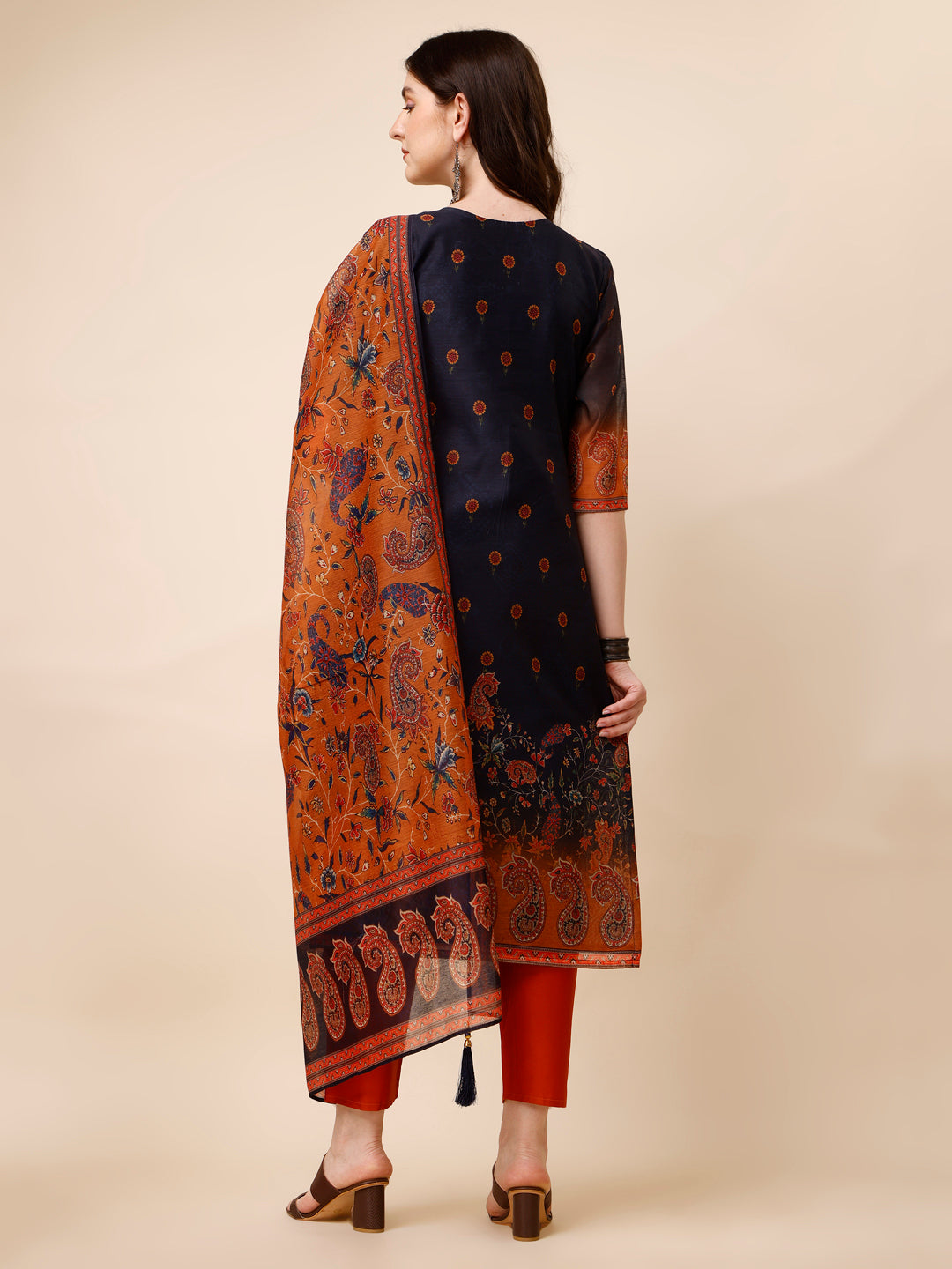 Ethnic Motif Printed &  Embroidered kurta with Pant & Dupatta Set