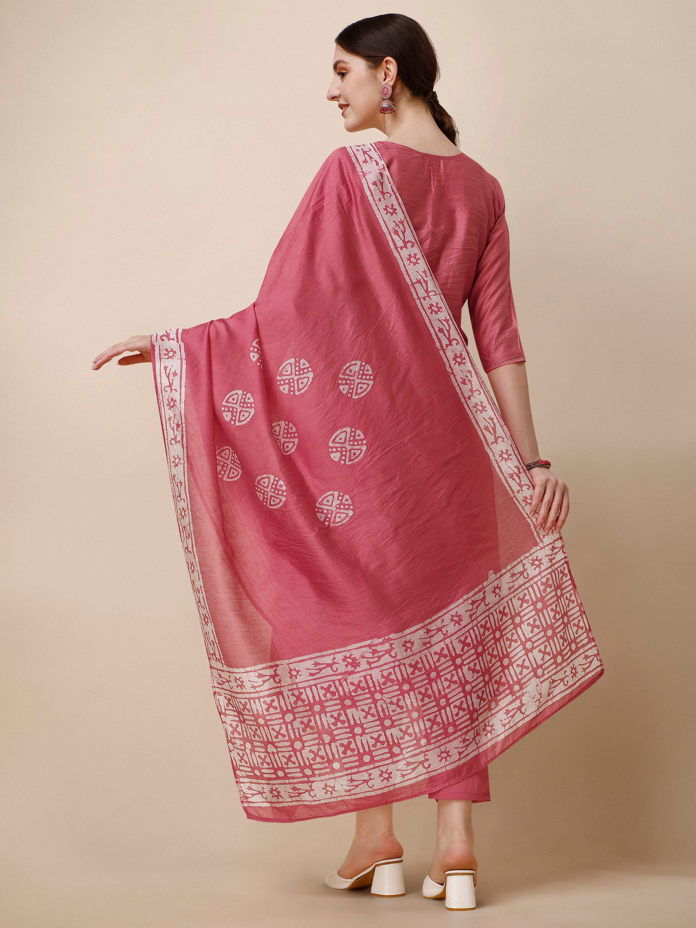 Printed & embroidered kurta with pant & dupatta Set