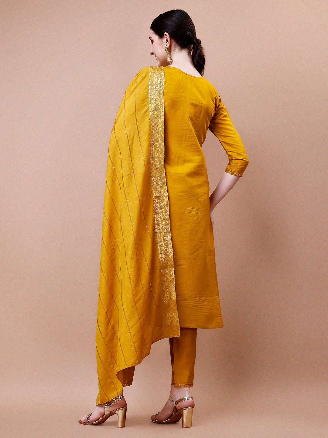 Hand Embroidered And Embellished Kurta With Pant And Dupatta Set