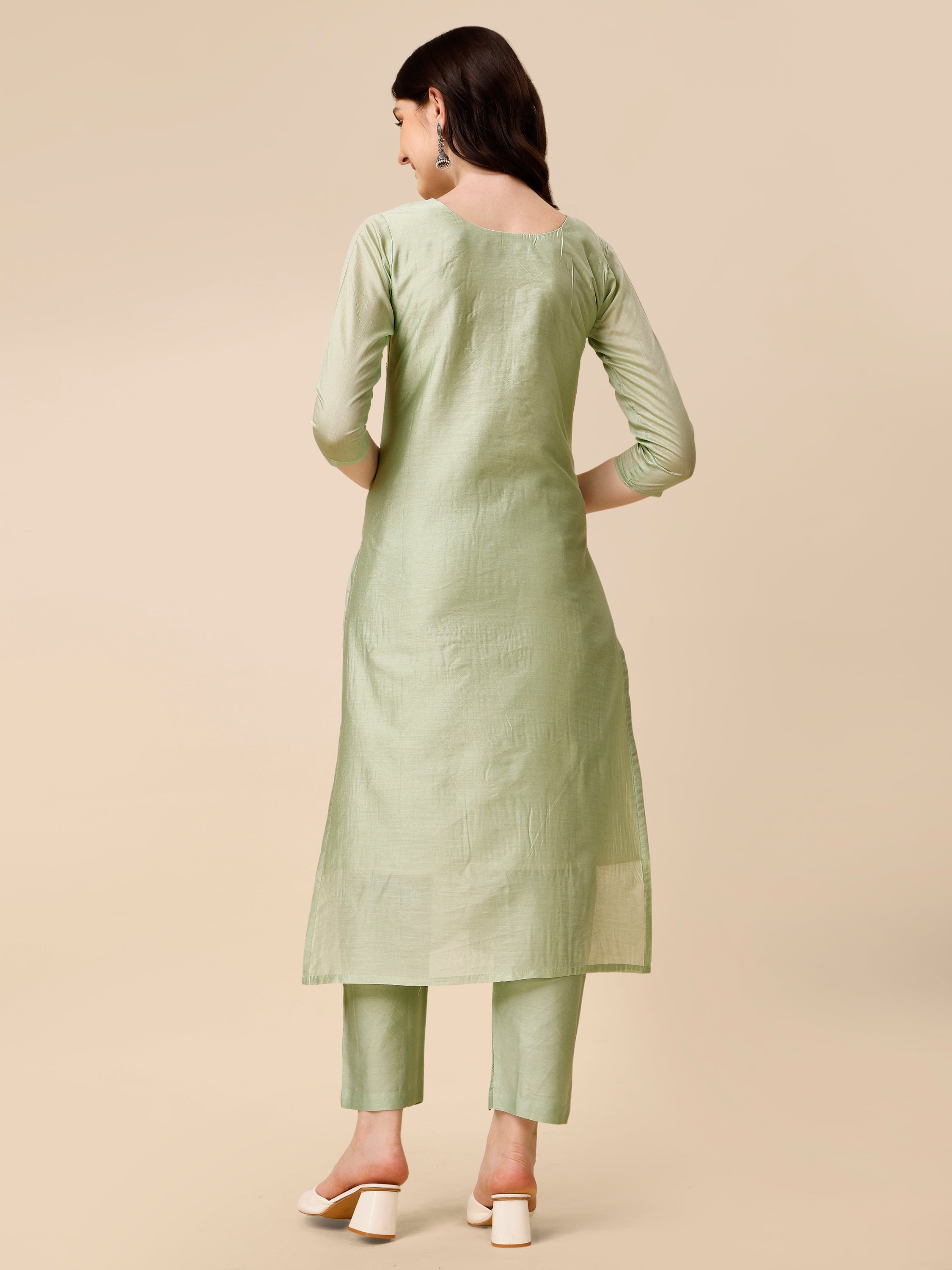 Hand Embroidered Kurta with Pant and Dupatta set