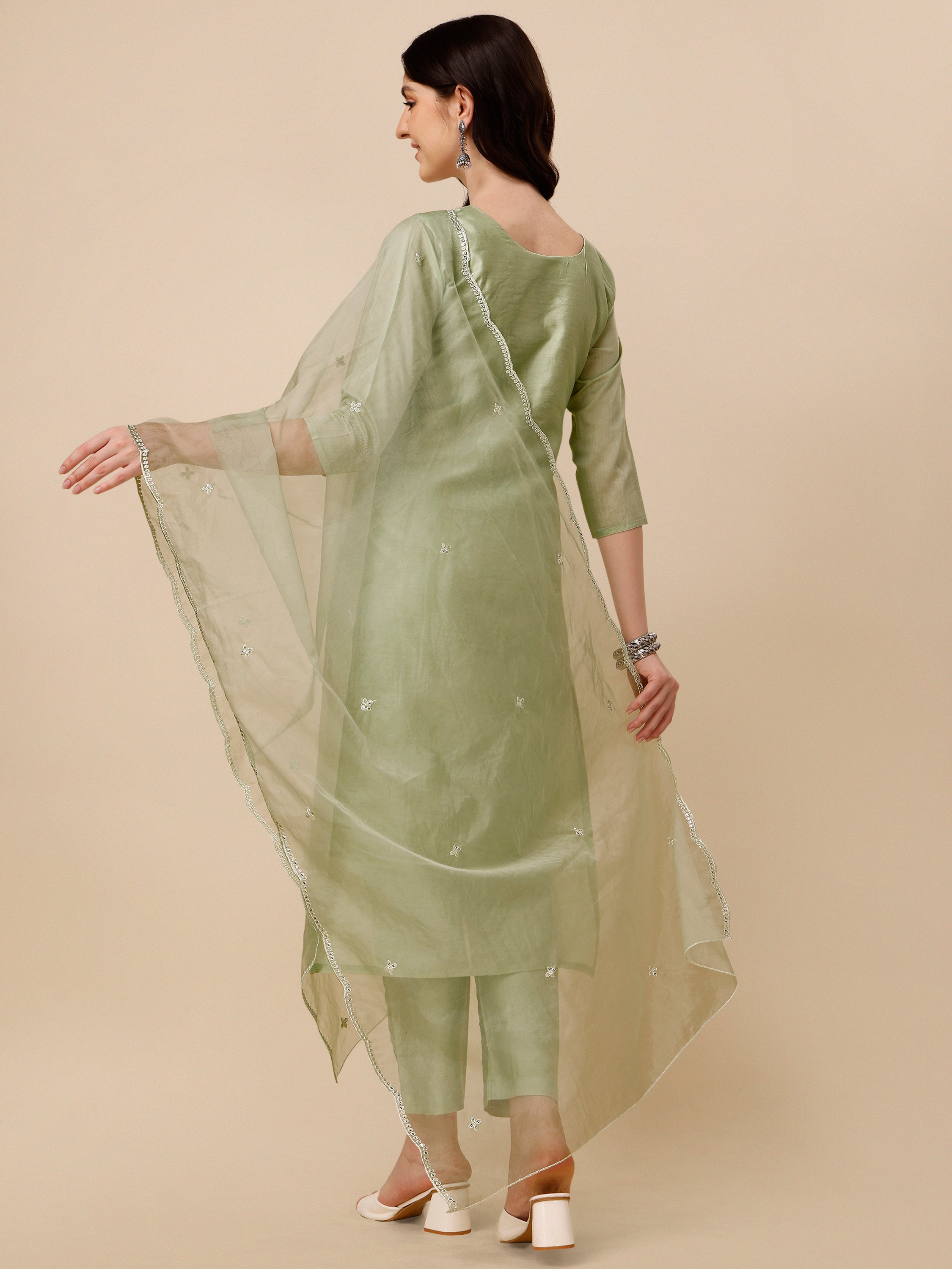 Hand Embroidered Kurta with Pant and Dupatta set