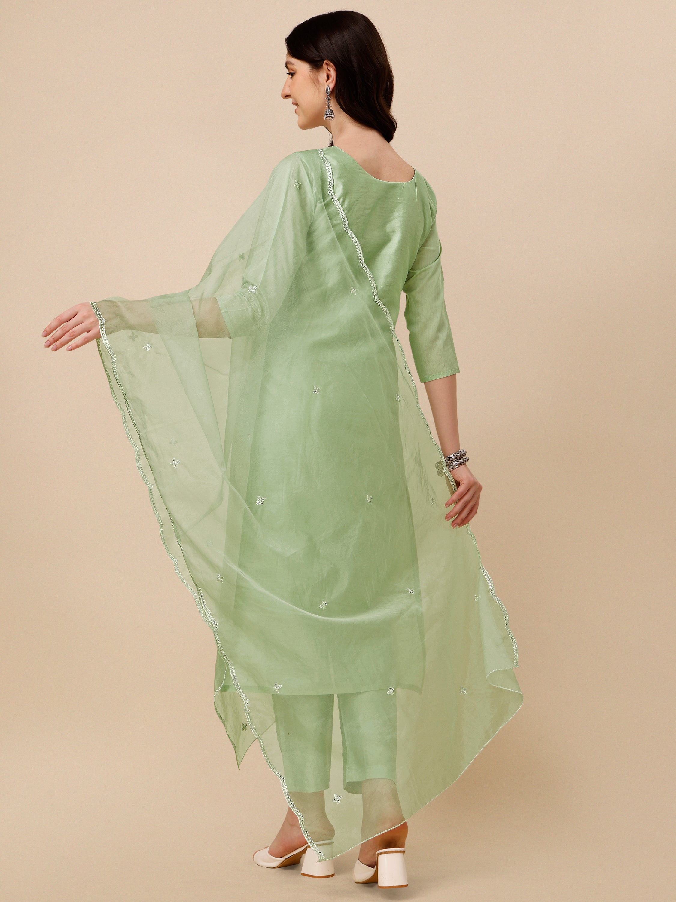 Hand Embroidered Kurta with Pant and Dupatta set