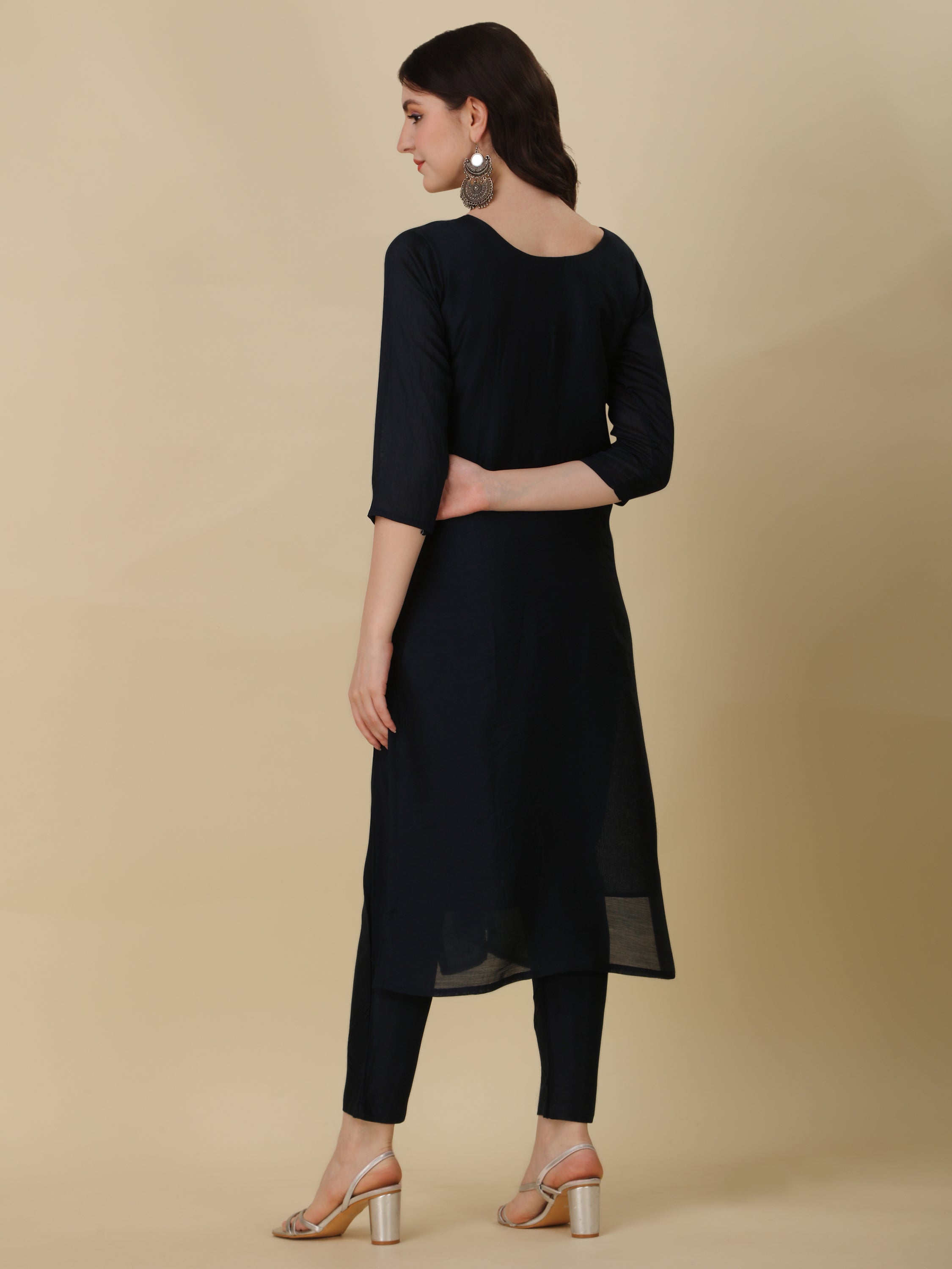 Hand Embroidered Kurta with Pant and Dupatta Set