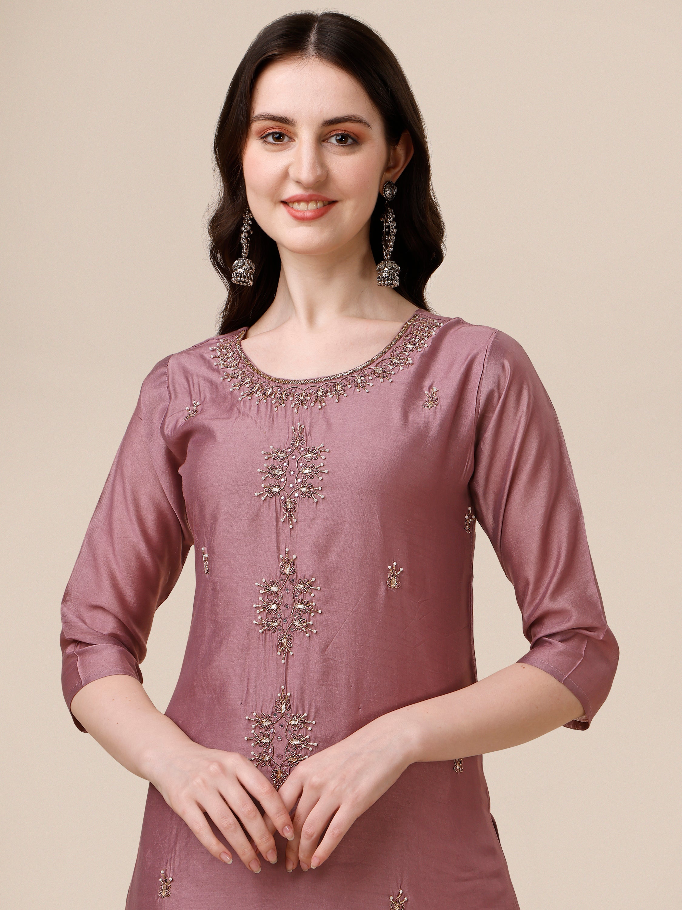 Hand Embroidered Kurta with Pant and Dupatta set