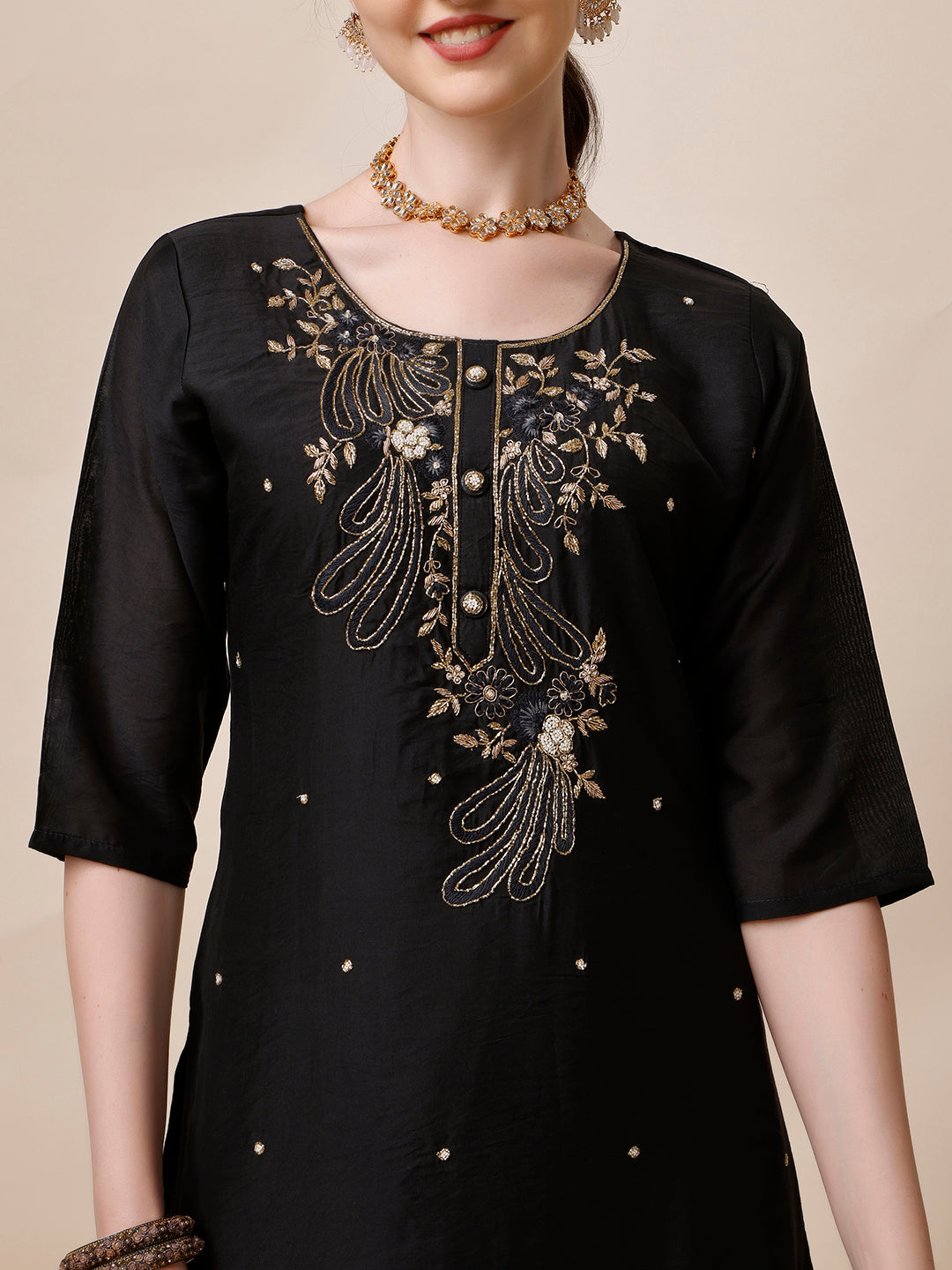 Embroidered Kurta with Pant and Dupatta Set